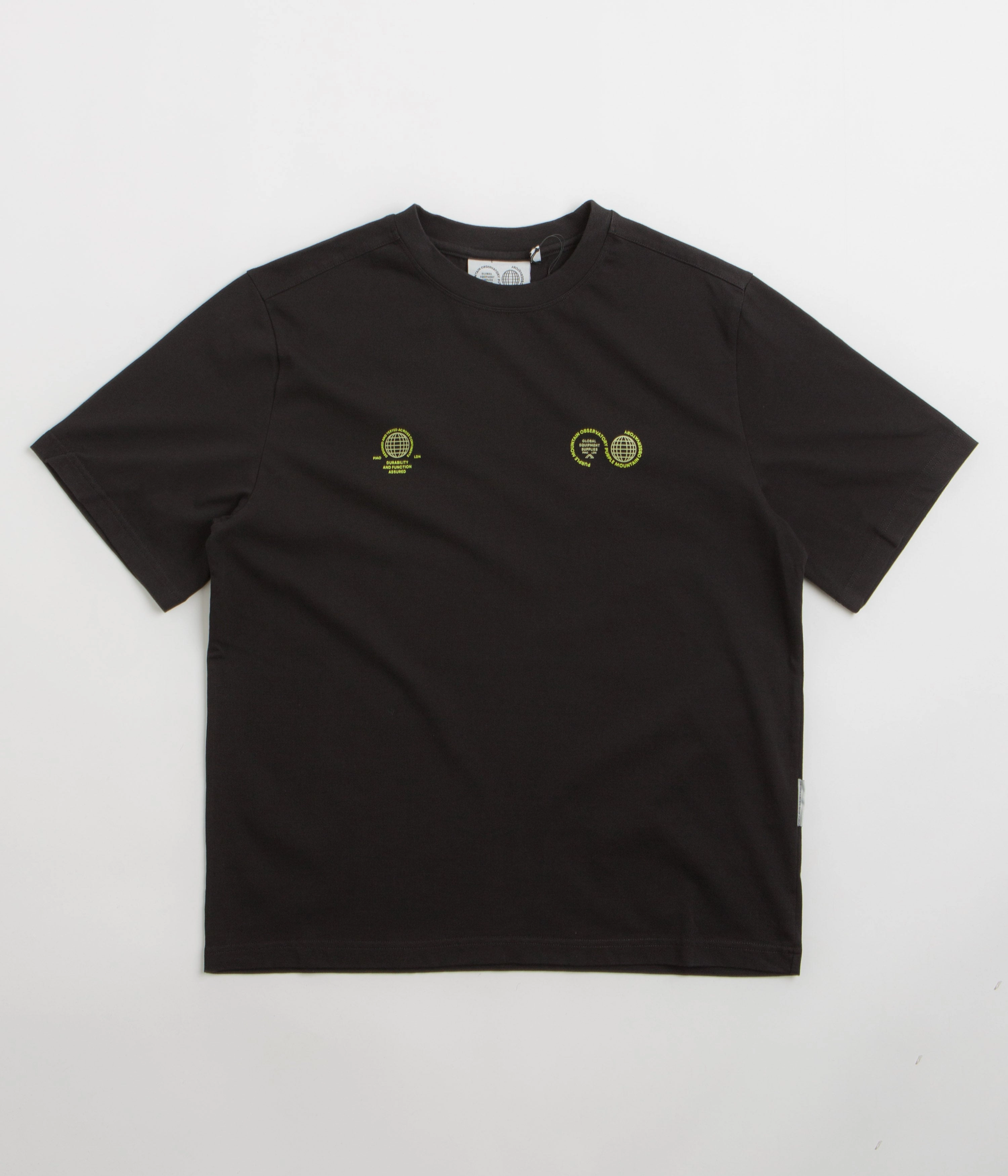 Purple Mountain Observatory Globe T-Shirt - Black Relaxed Torso Fit Comfortable and stylish
