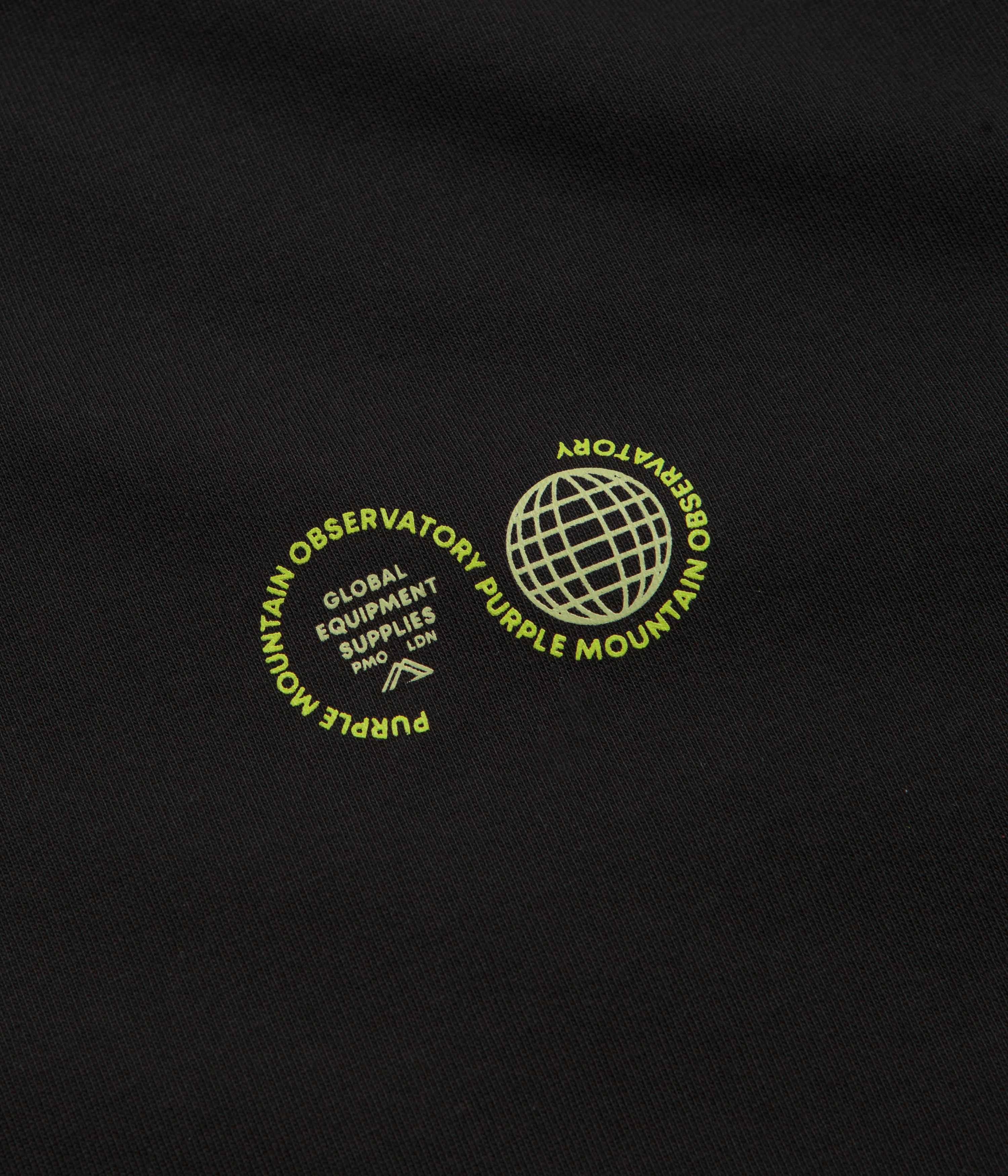 Sweat Absorbent spandex blend Purple Mountain Observatory Globe T-Shirt - Black