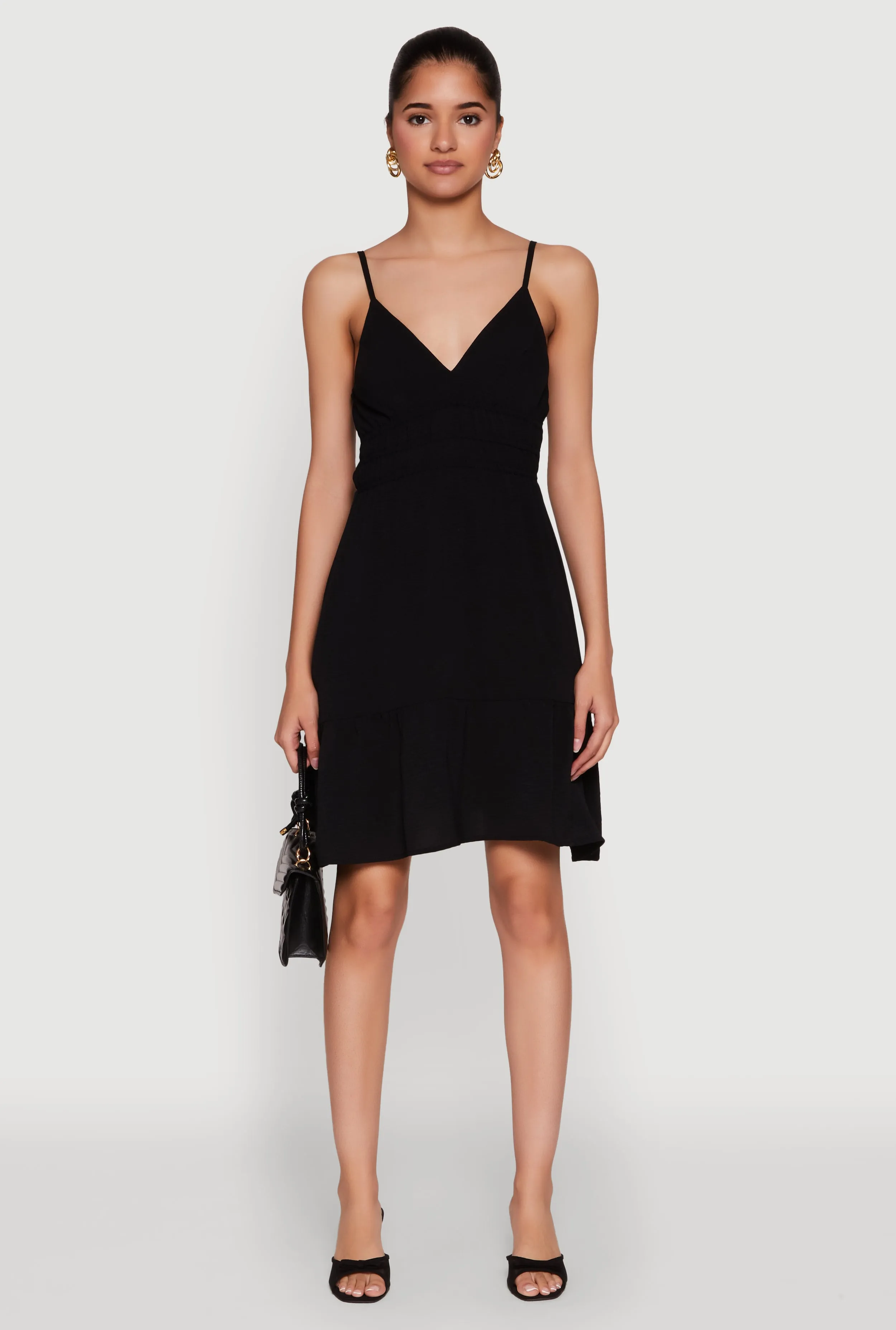 Sleeveless Empire Waist Dress with V Neck and Adjustable Straps Seasonal Essential hypoallergenic