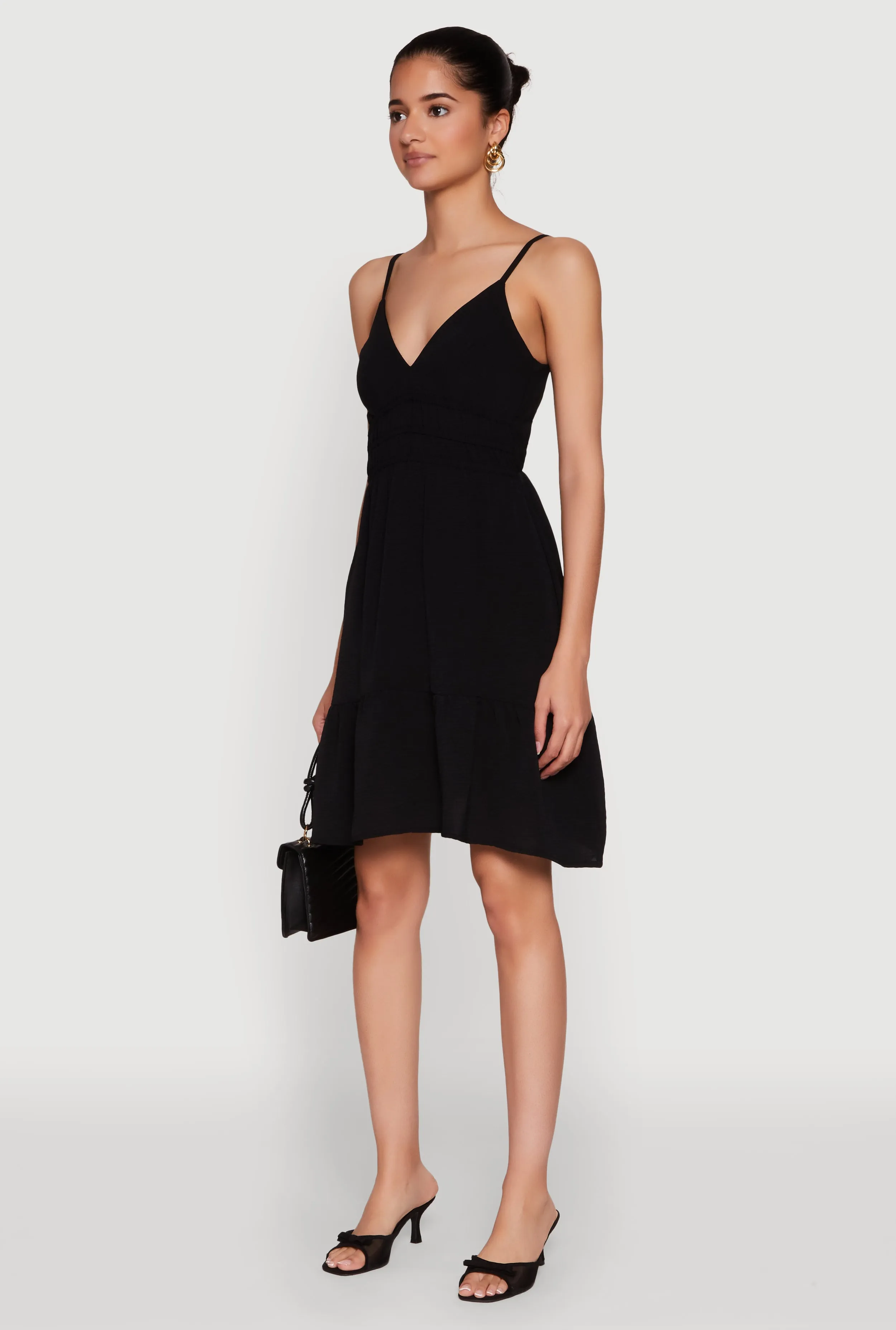 Spring Ready Chill Comfort Sleeveless Empire Waist Dress with V Neck and Adjustable Straps