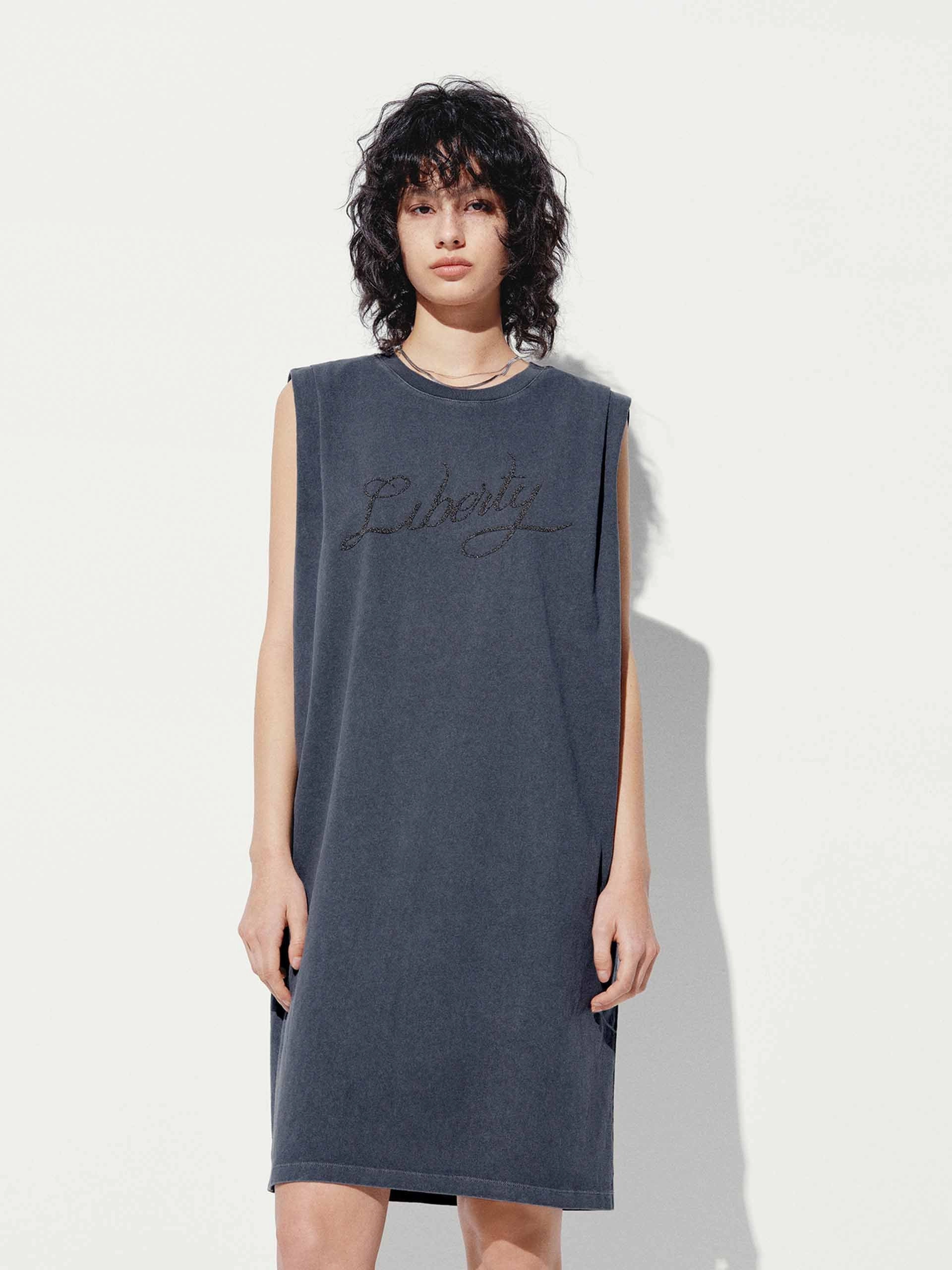 Clean Structure Delicate Edge Sleeveless Cotton Dress