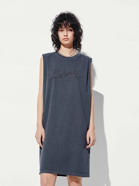 Simple Mood Soft Motion Sleeveless Cotton Dress
