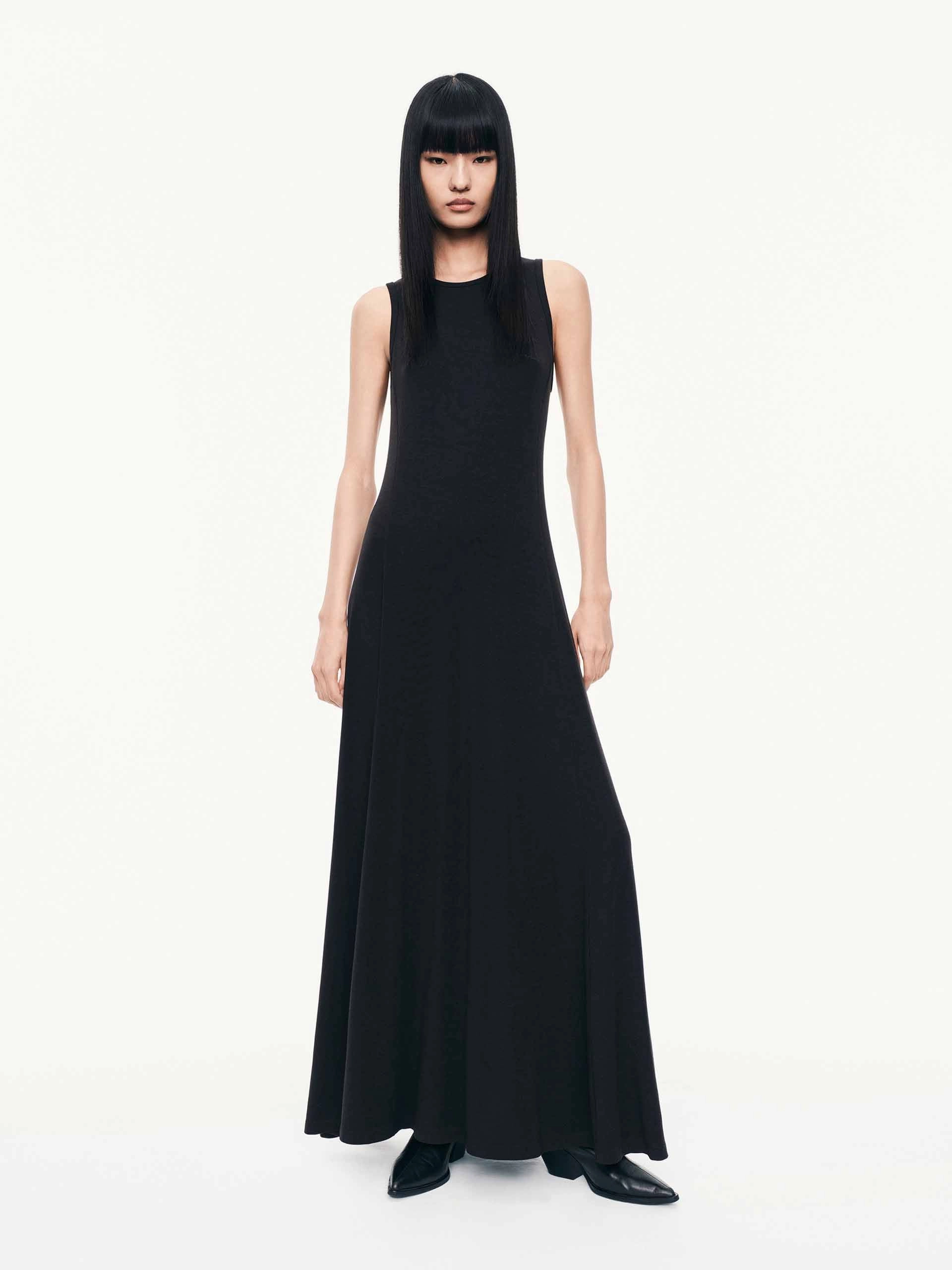 Easy Tones Shiny-Lining Sleeveless Waisted Dress