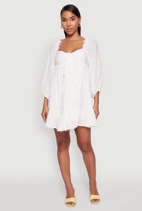 Chic Bubble Sleeve Smocked Back Peasant Dress Style Moment Slender Look