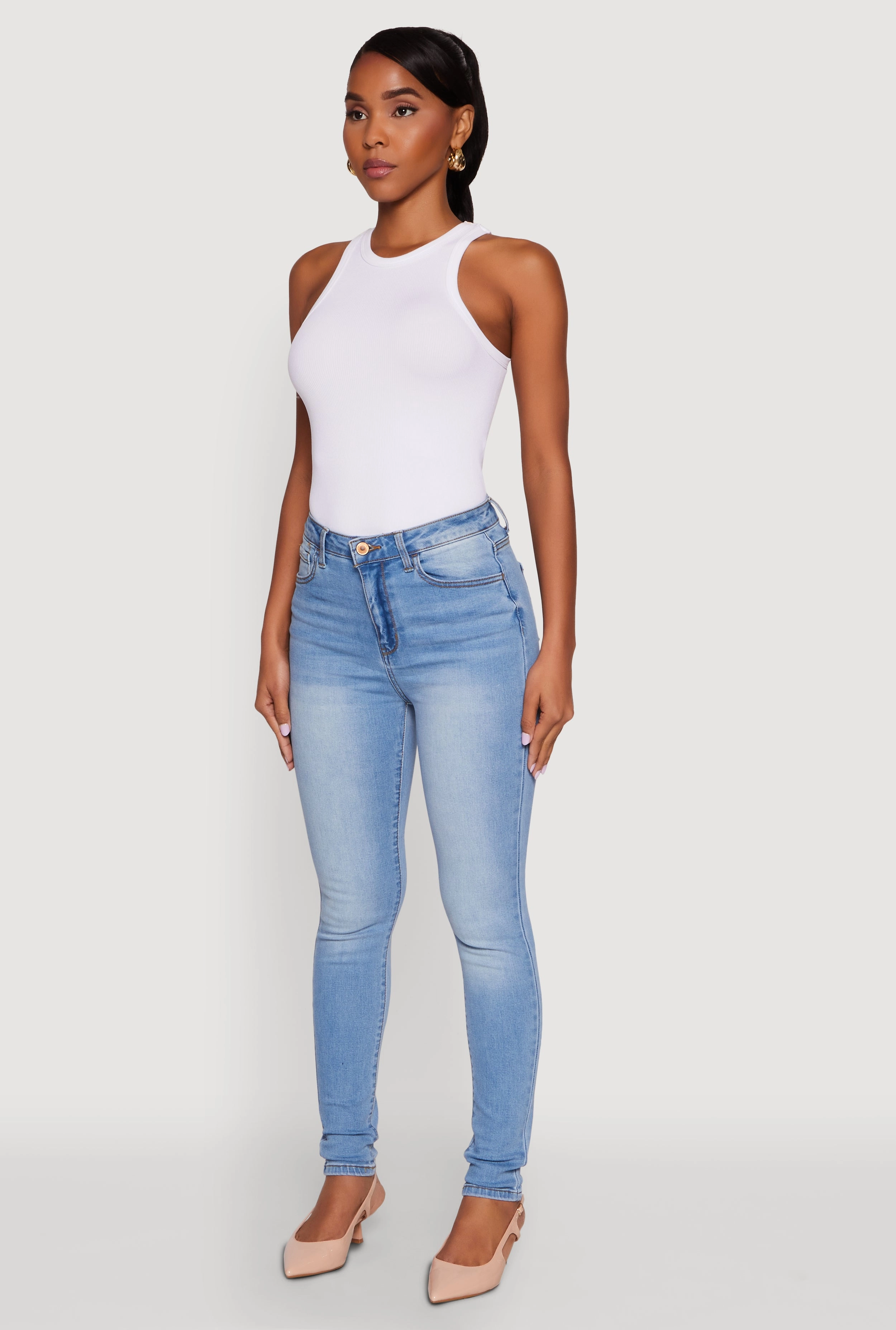 Spring Mood Affordable WAX Whiskered Rolled Cuff Skinny Jeans
