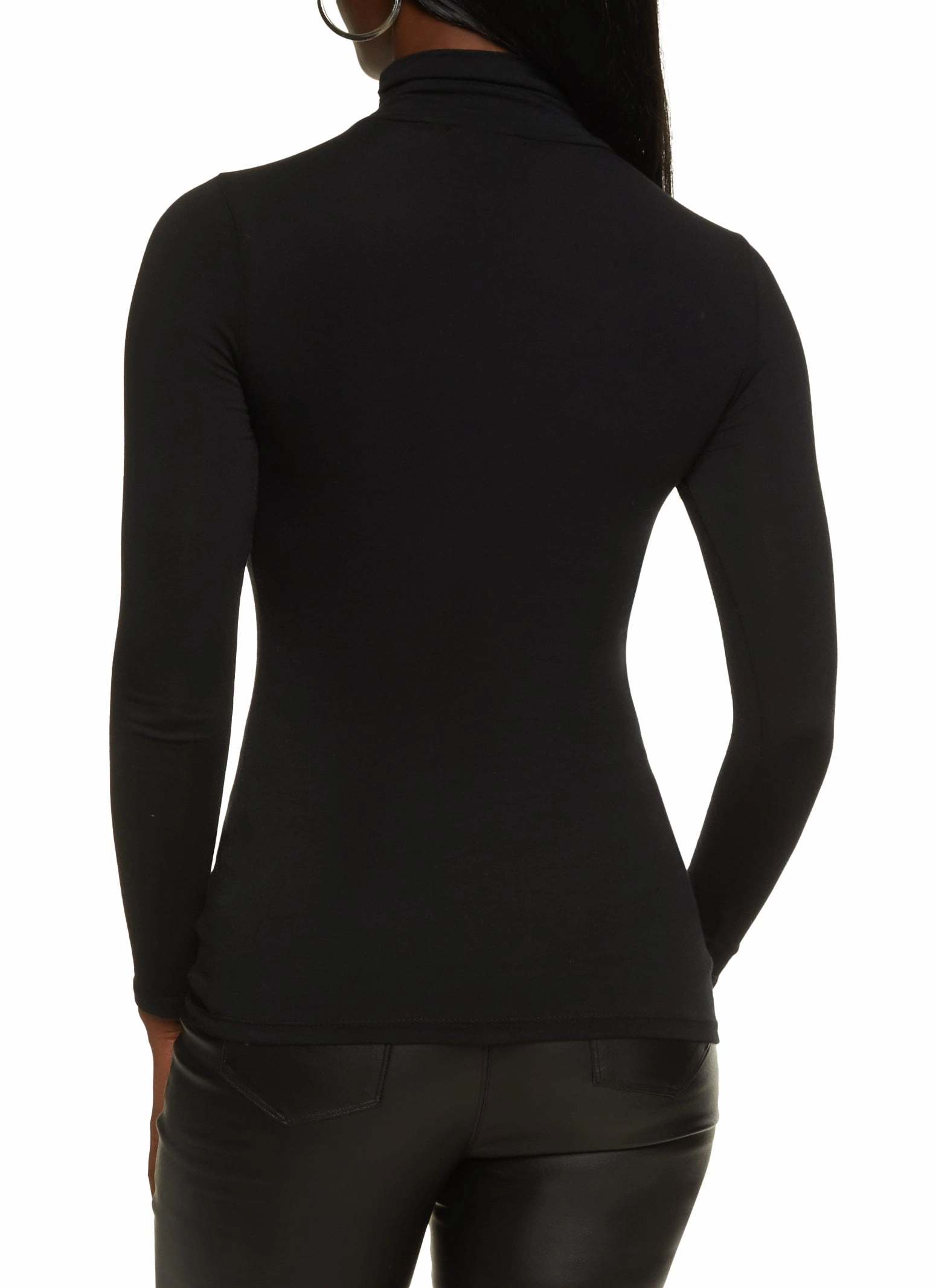 Formal Occasion attic Solid Long Sleeve Turtleneck Top