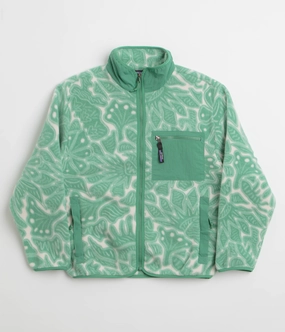 Odor Resistant Treatment City Ready Patagonia Womens Synchilla Fleece Jacket - Bees and Flowers: Heartleaf Green