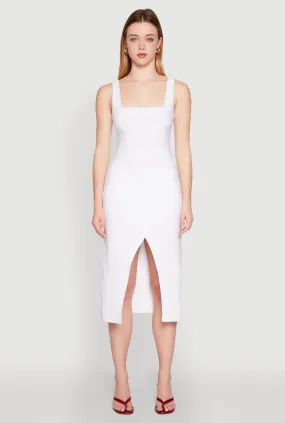Slit Front Midi Tank Dress Light Fabrication Trendy Fit Look