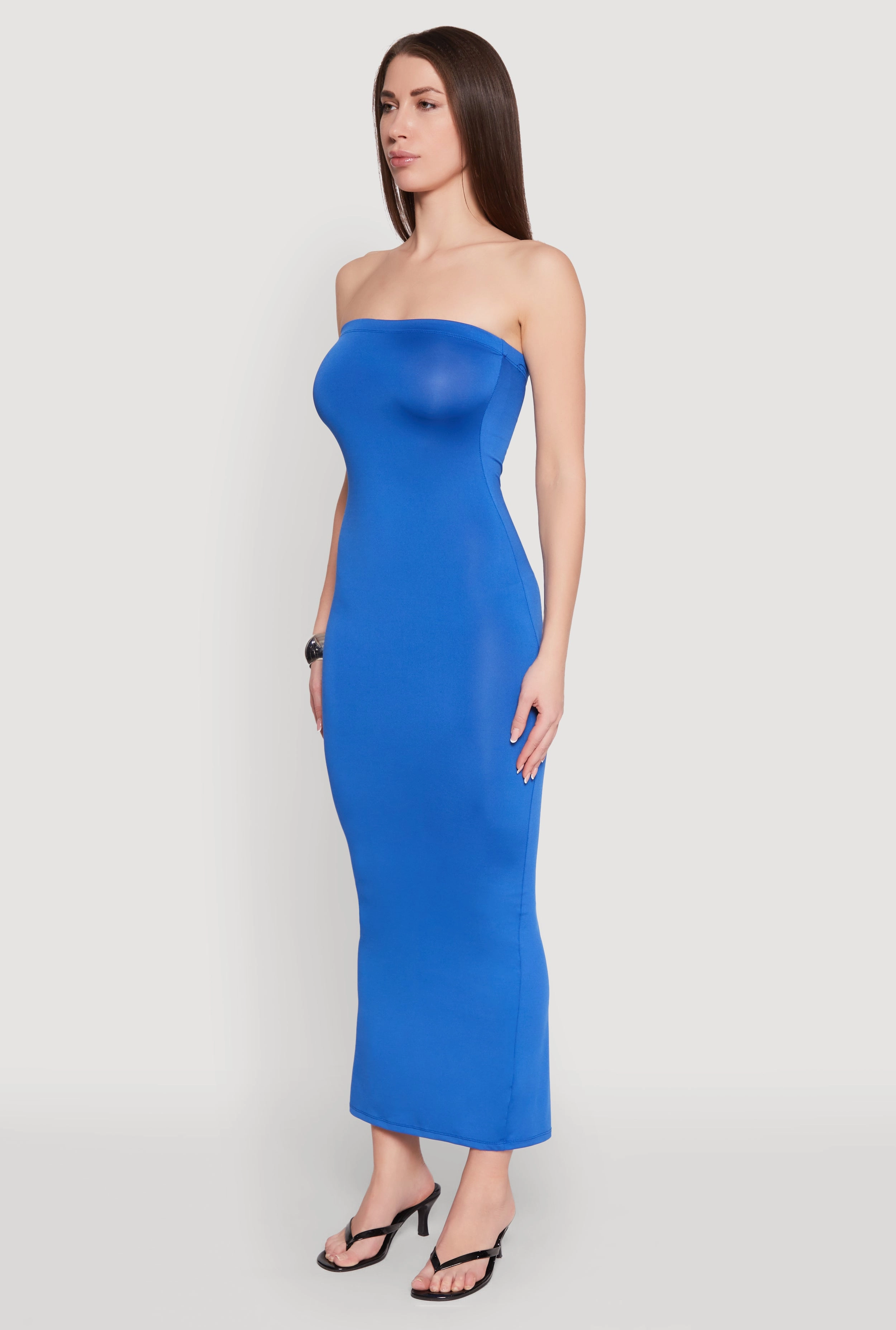 Artistic Detail Sleek Vibe Slit Back Maxi Tube Dress