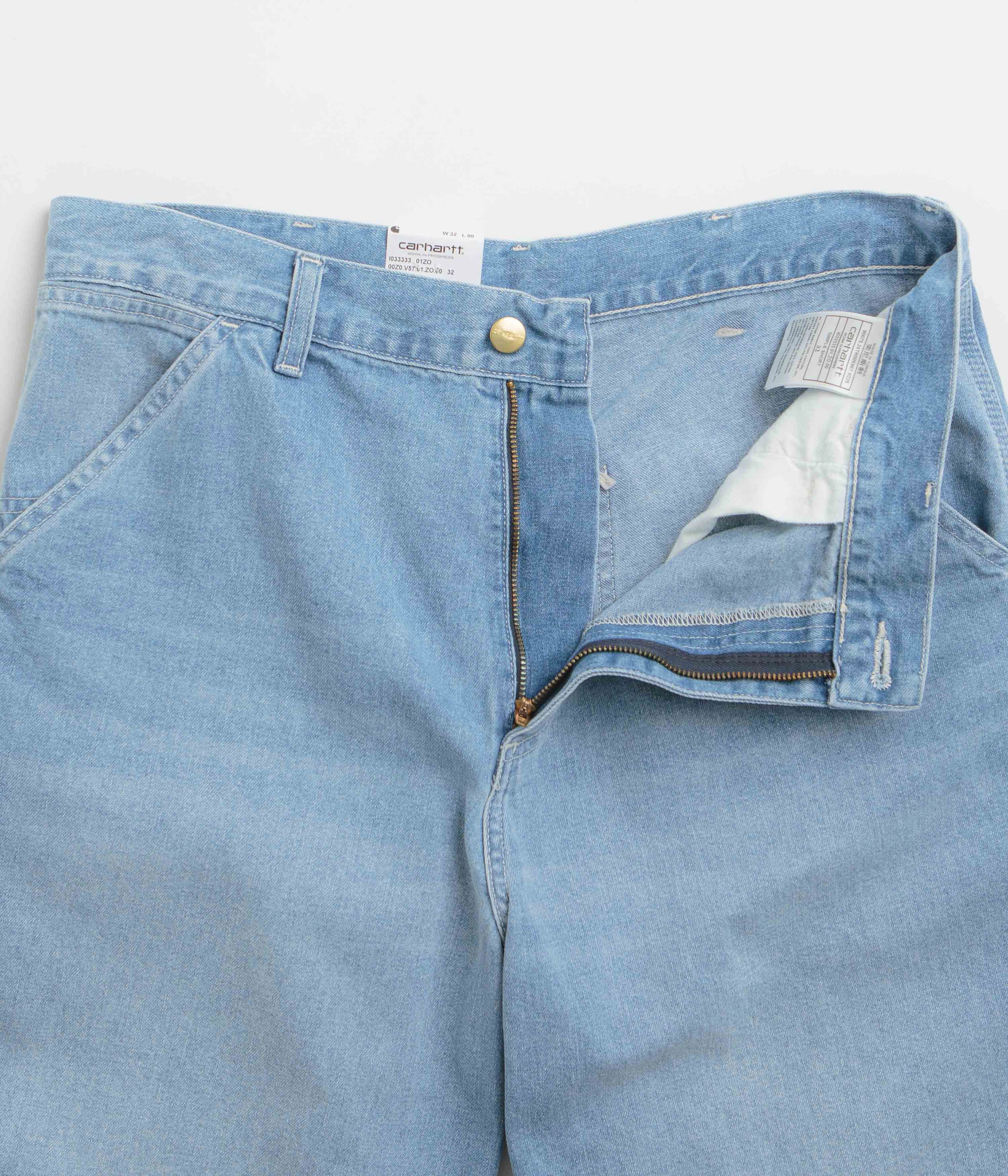 Flexible Layer Mid - rise Carhartt Simple Shorts - Blue Light True Washed
