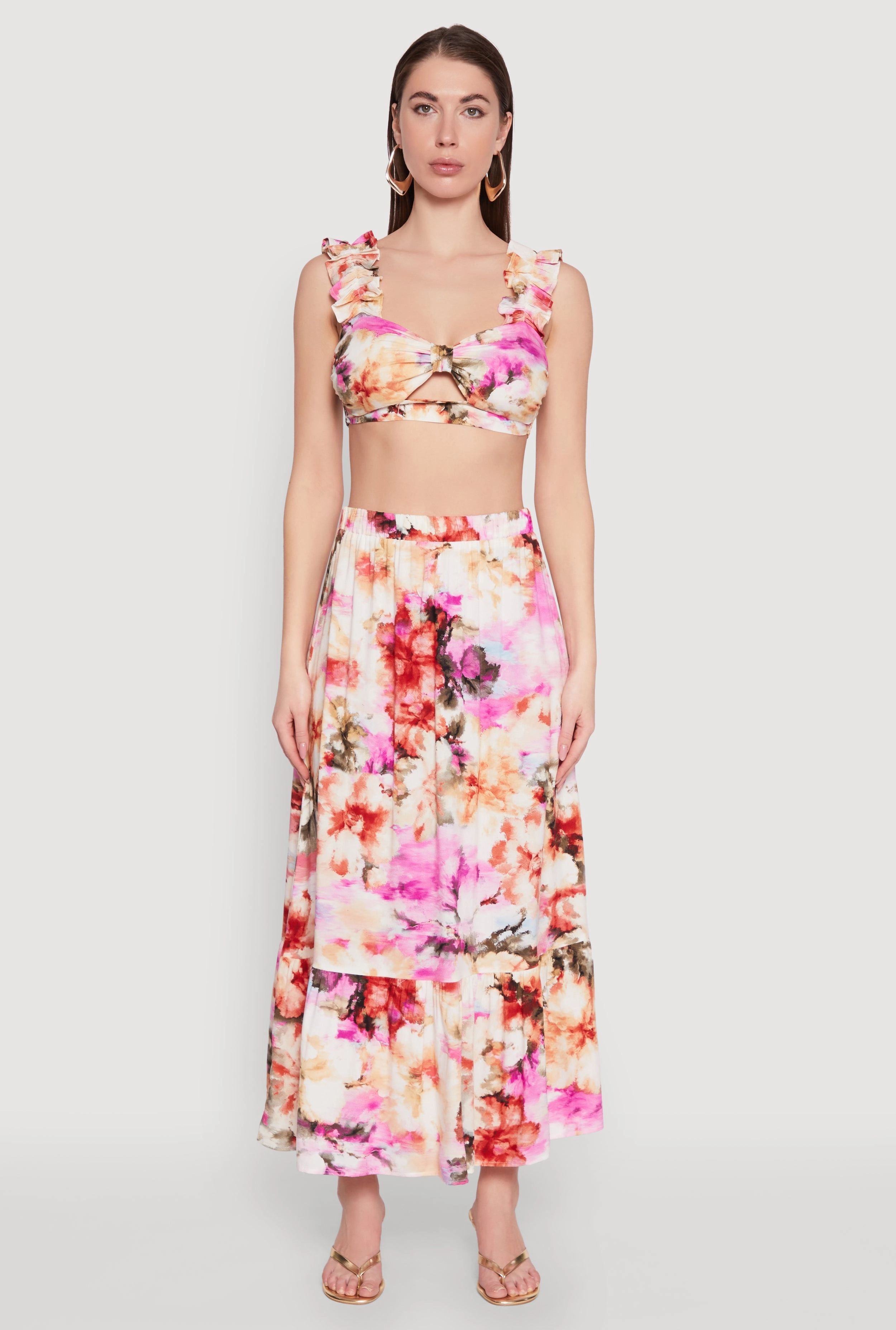 Outfit Lookbook Summer Picnic High Waisted Floral Print Tiered Skirt