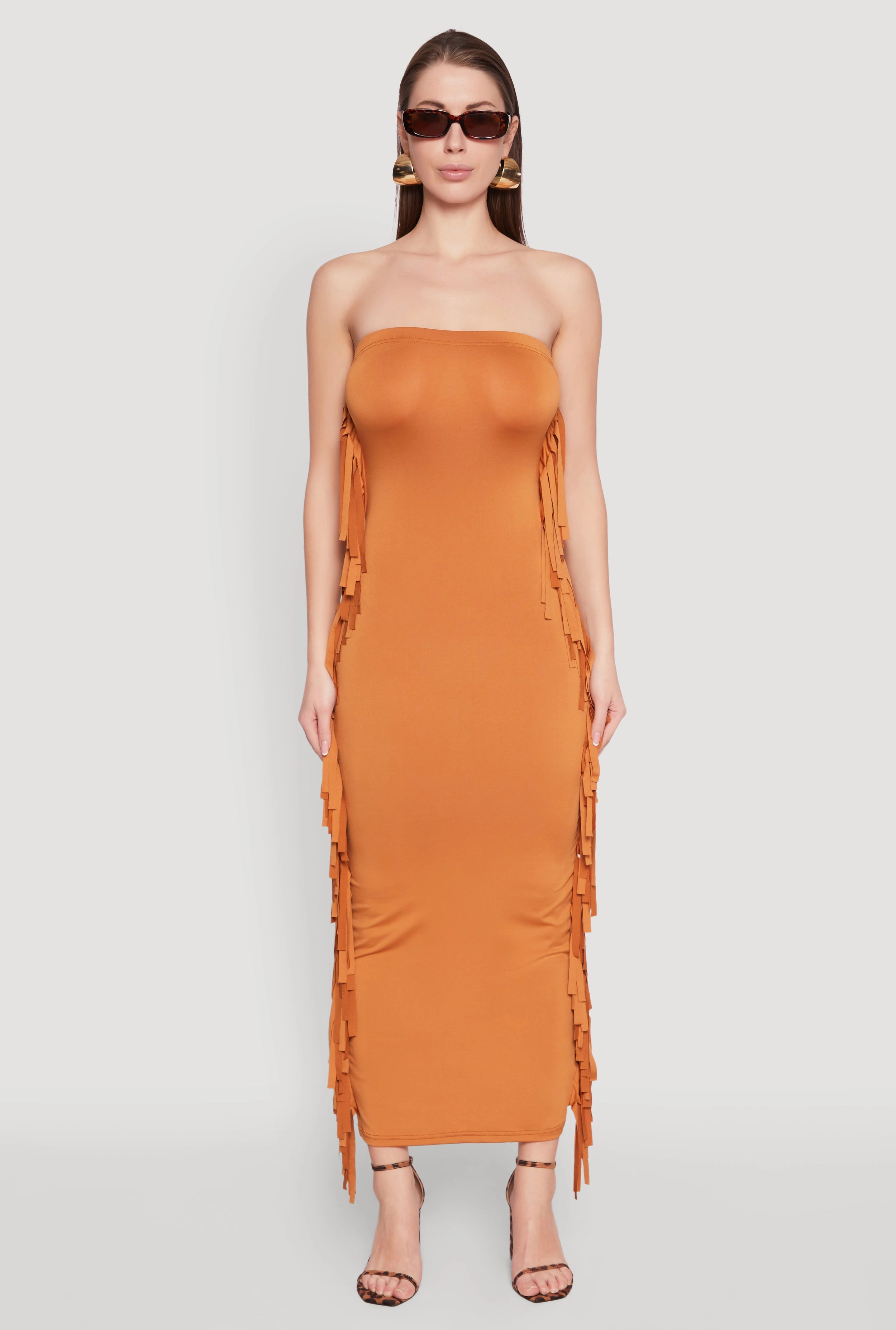 Body Positive Fit for All Seasons Side Fringe Maxi Tube Dress