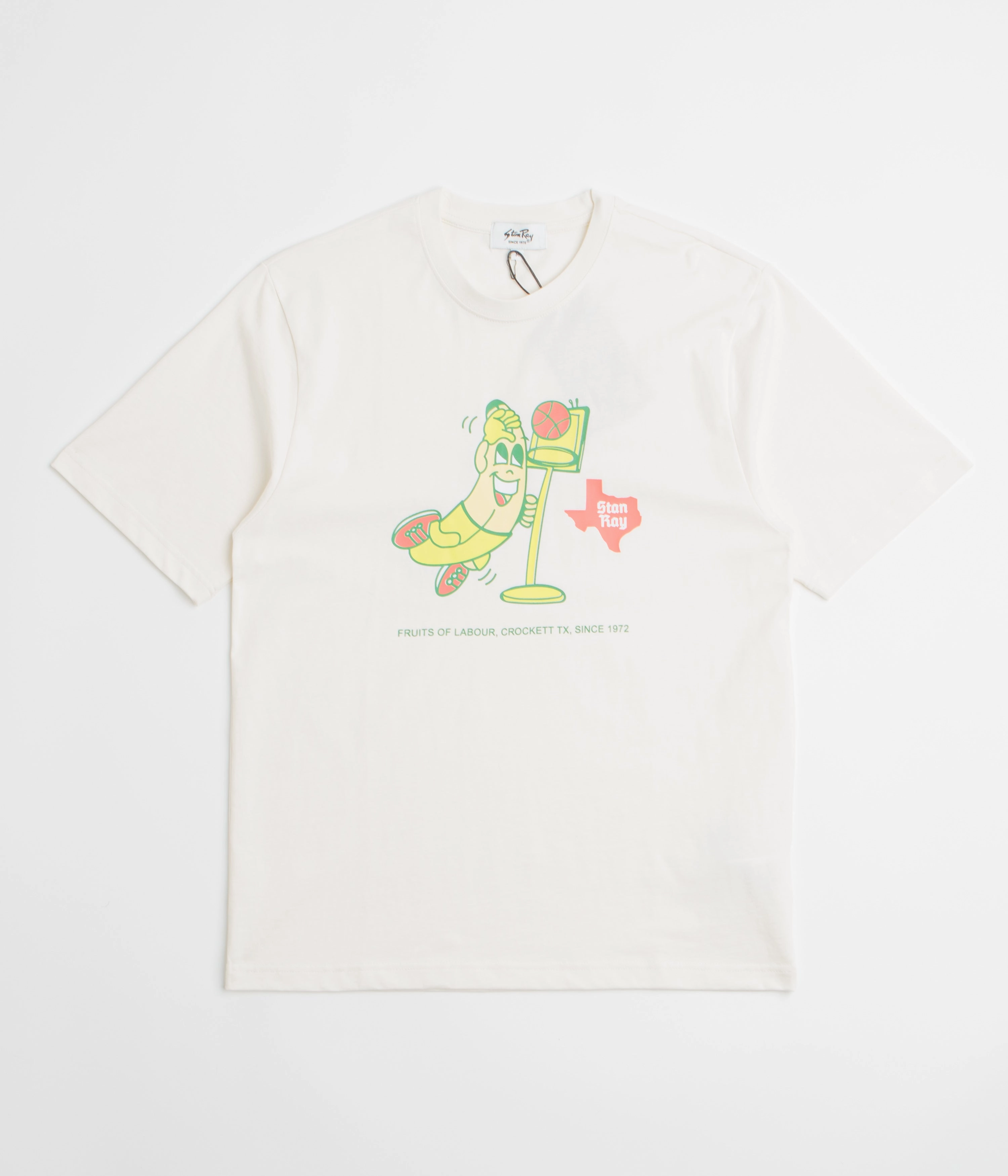 Sustainable Textile Ribbed Collar Trim Stan Ray Stan Dunk T-Shirt - Natural