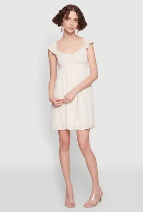 Refined Vibe Smocked Flutter Sleeve Empire Waist Mini Dress