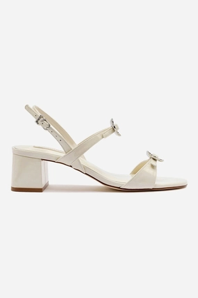 Tinx Block In Ivory Patent Leather Trendy Vacation Sandals