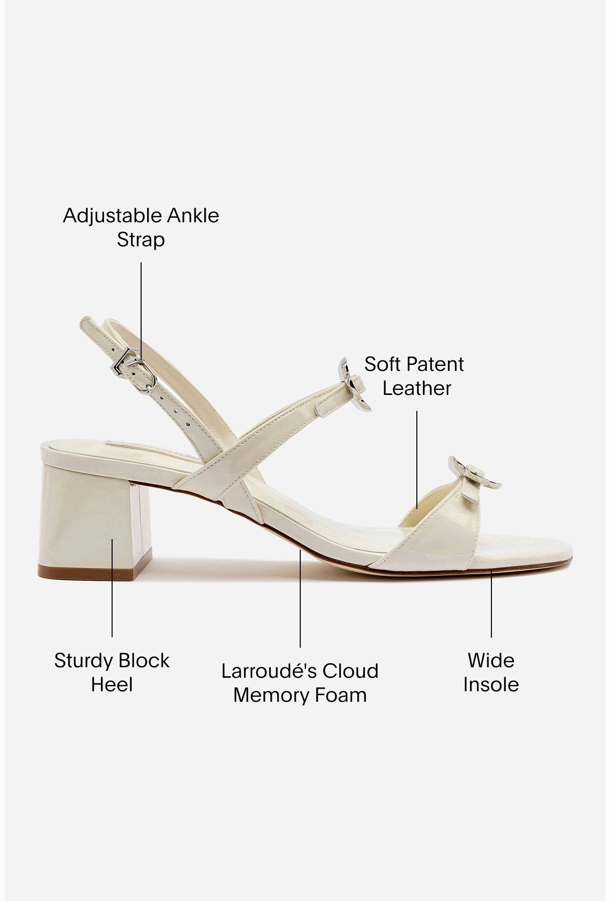 Sturdy Toe Barrier Breathable Footwear Tinx Block In Ivory Patent Leather