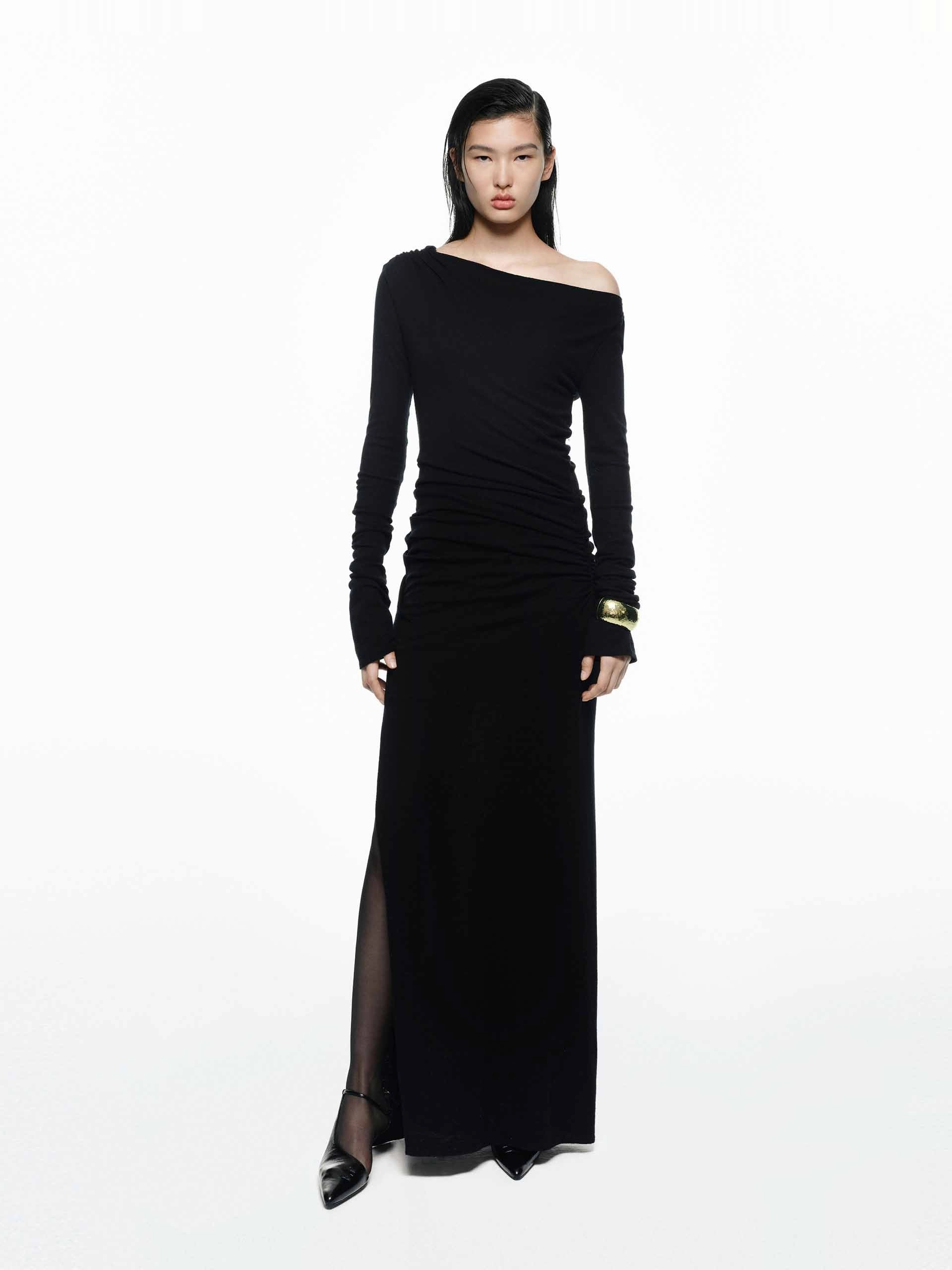 Side Slit Wool Dress Layer Safe