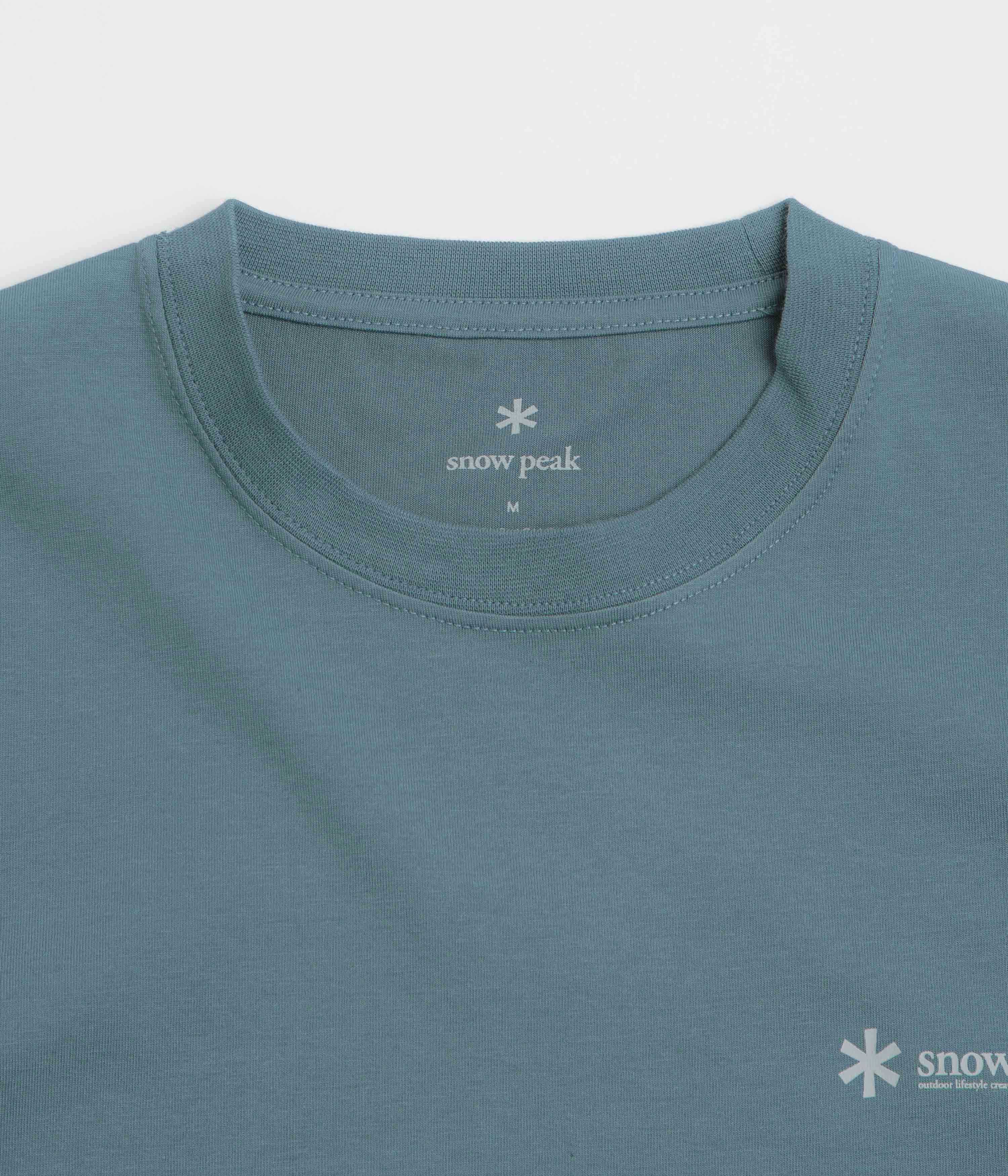 Snow Peak Chest Logo T-Shirt - Blue Reinforced Collar Seasonal Layer