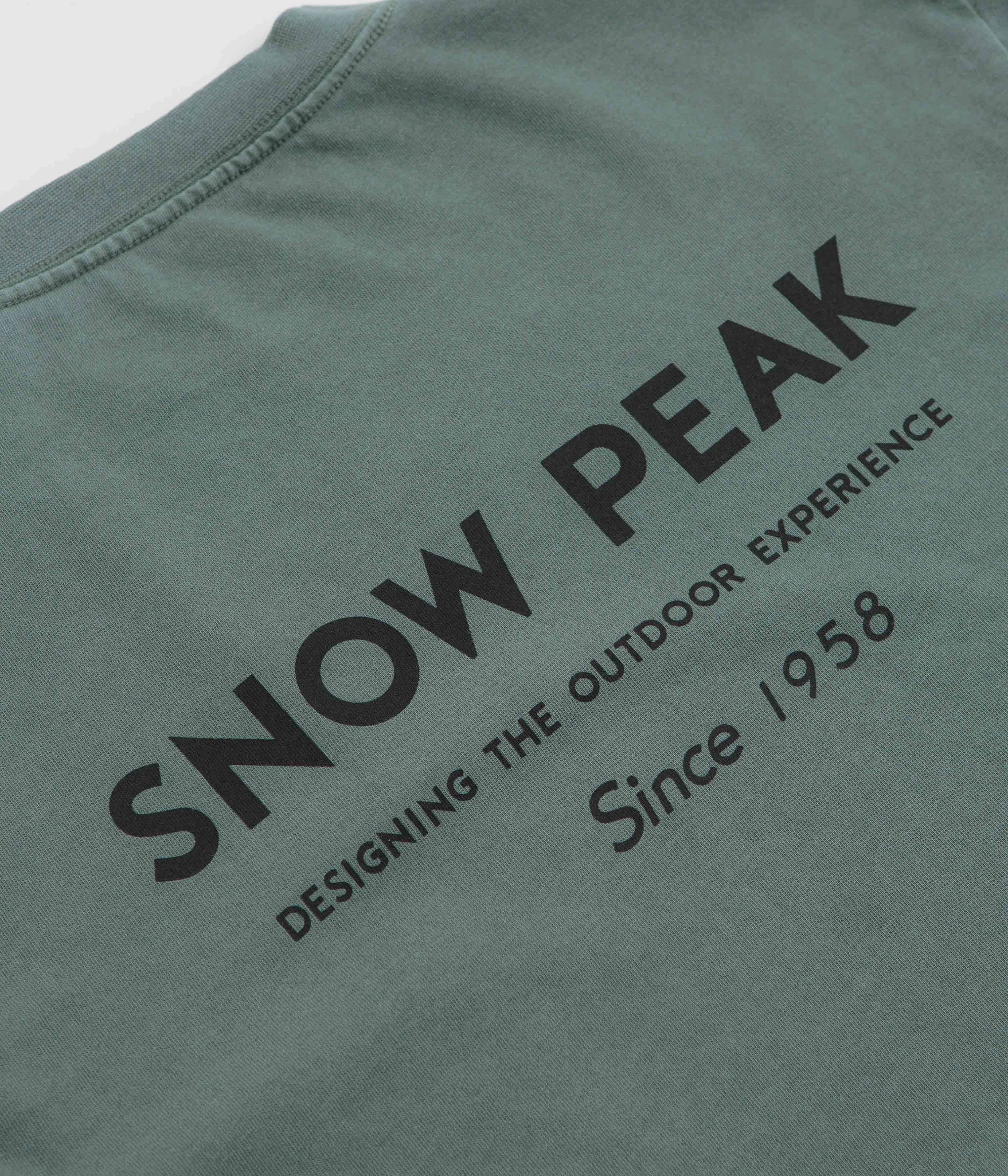 BreathableMeshLining Easy Wear Look Snow Peak Garment Dyed Long Sleeve T-Shirt - Dark Green