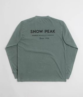 Snow Peak Garment Dyed Long Sleeve T-Shirt - Dark Green Vibrant Colors Casual Fashion