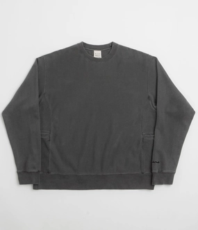 Cozy Knit Piece Snow Peak Garment Dyed Sweatshirt - Charcoal