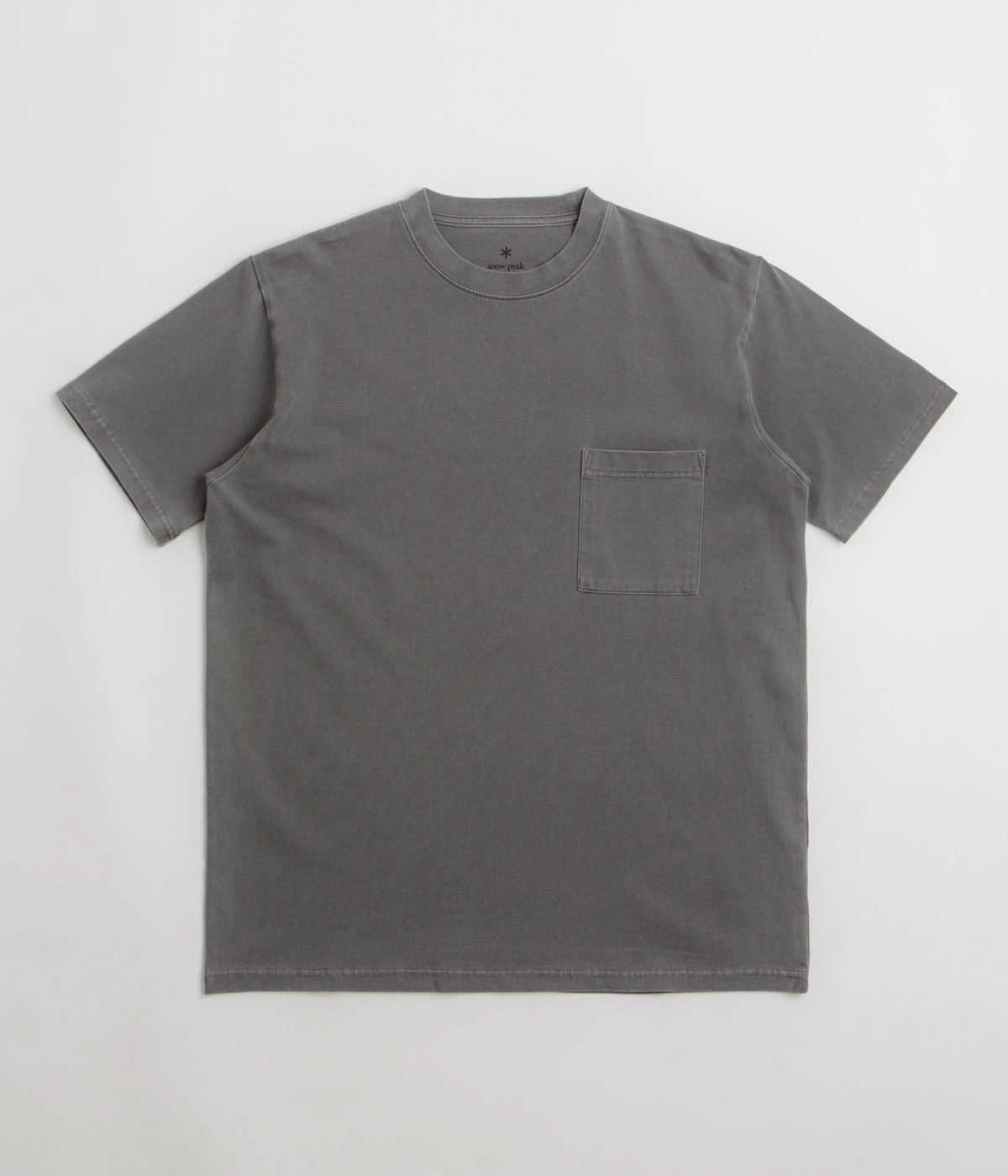 Floral Pattern Snow Peak Garment Dyed T-Shirt - Charcoal