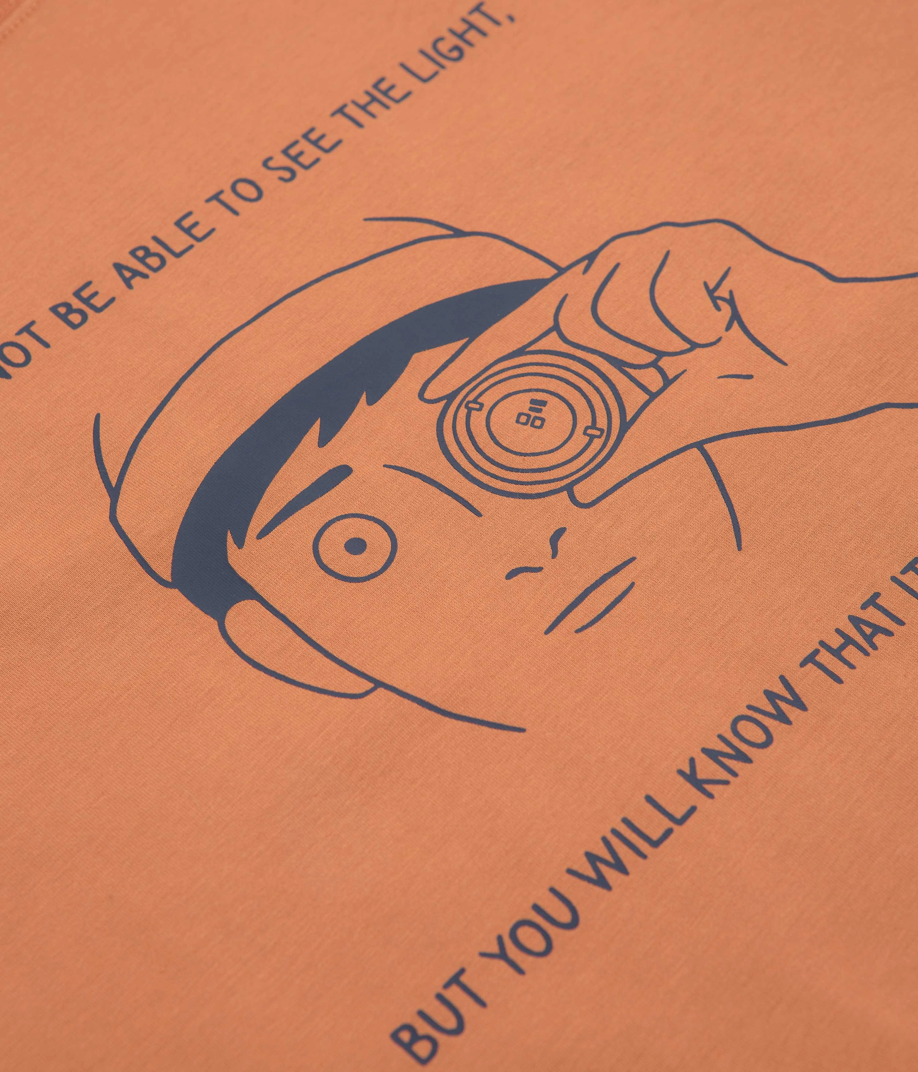 Odor Resistant Treatment LongLastingColor Snow Peak Lantern Eye T-Shirt - Orange