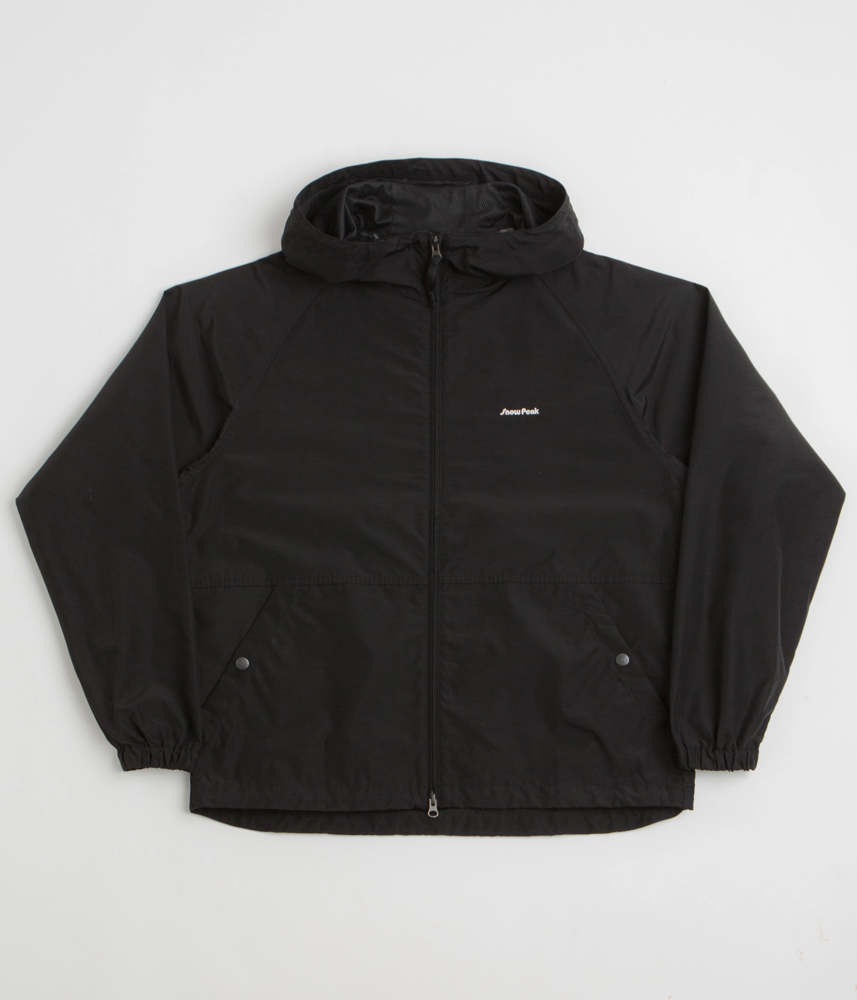 Snow Peak Light Mountain Cloth Zip Up Parka - Black Stowable Hood