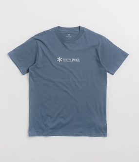Snow Peak Logo T-Shirt - Slate Blue Quick Dry Fabric Chilly Layer