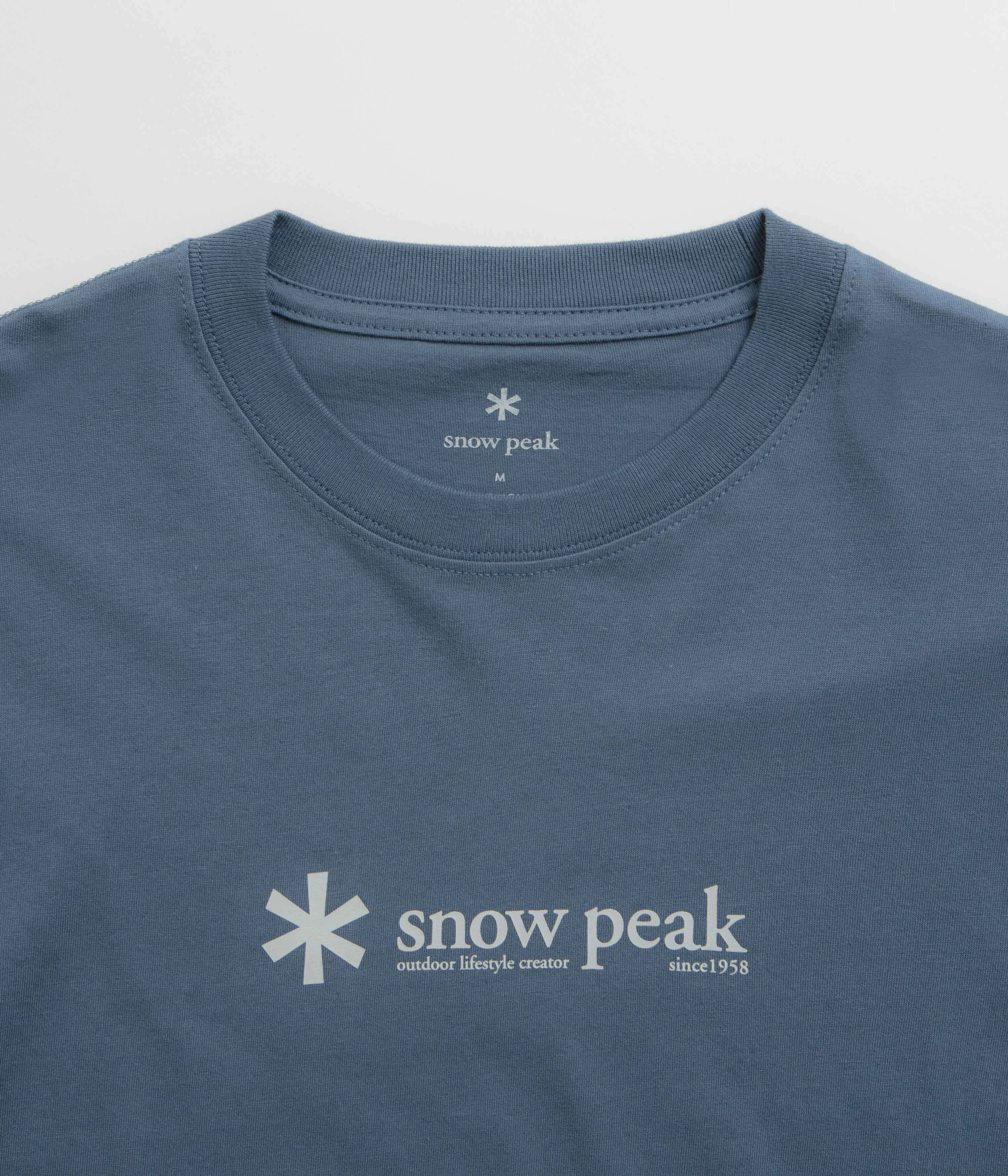 Snow Peak Logo T-Shirt - Slate Blue Comfort Design