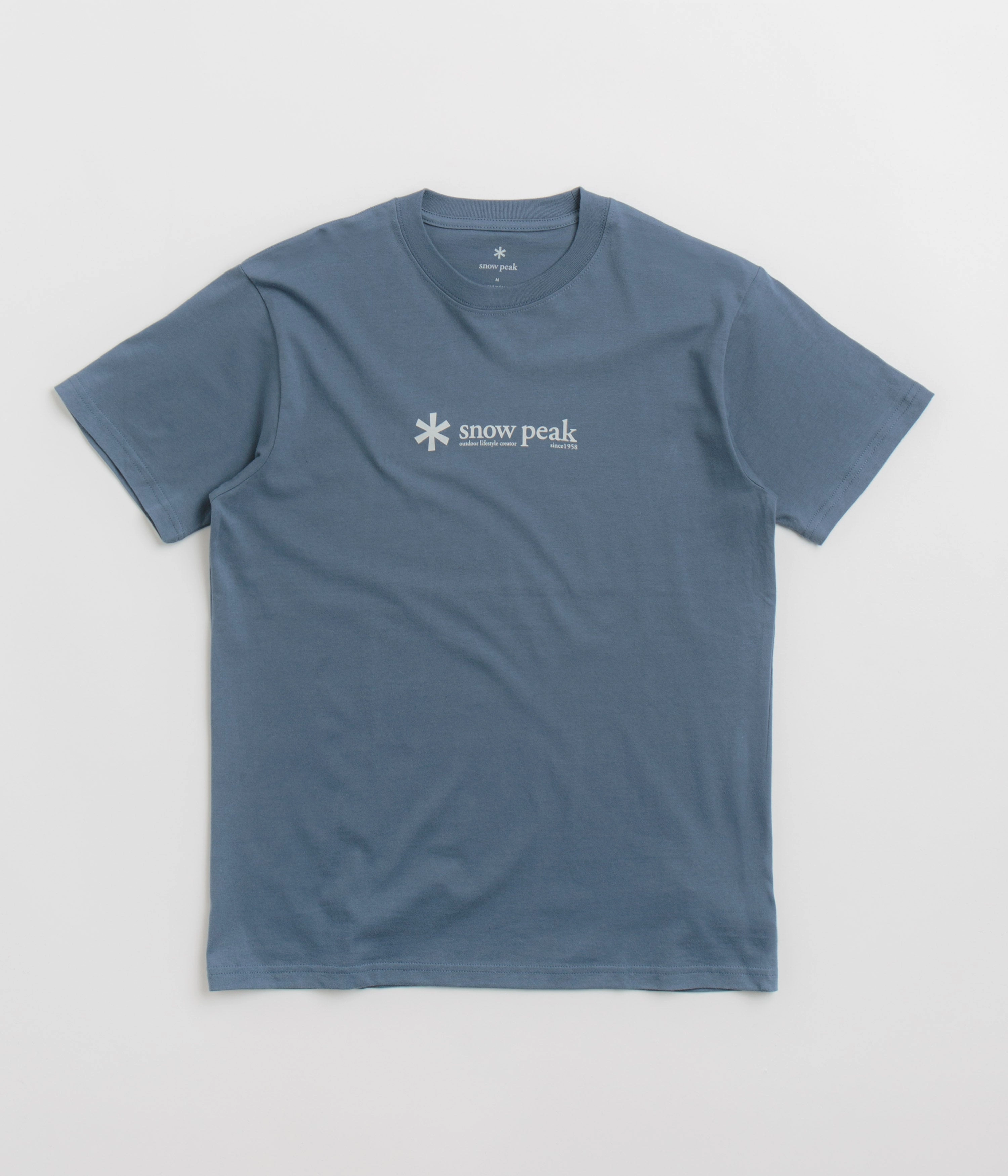 Snow Peak Logo T-Shirt - Slate Blue Quick Dry Fabric Chilly Layer