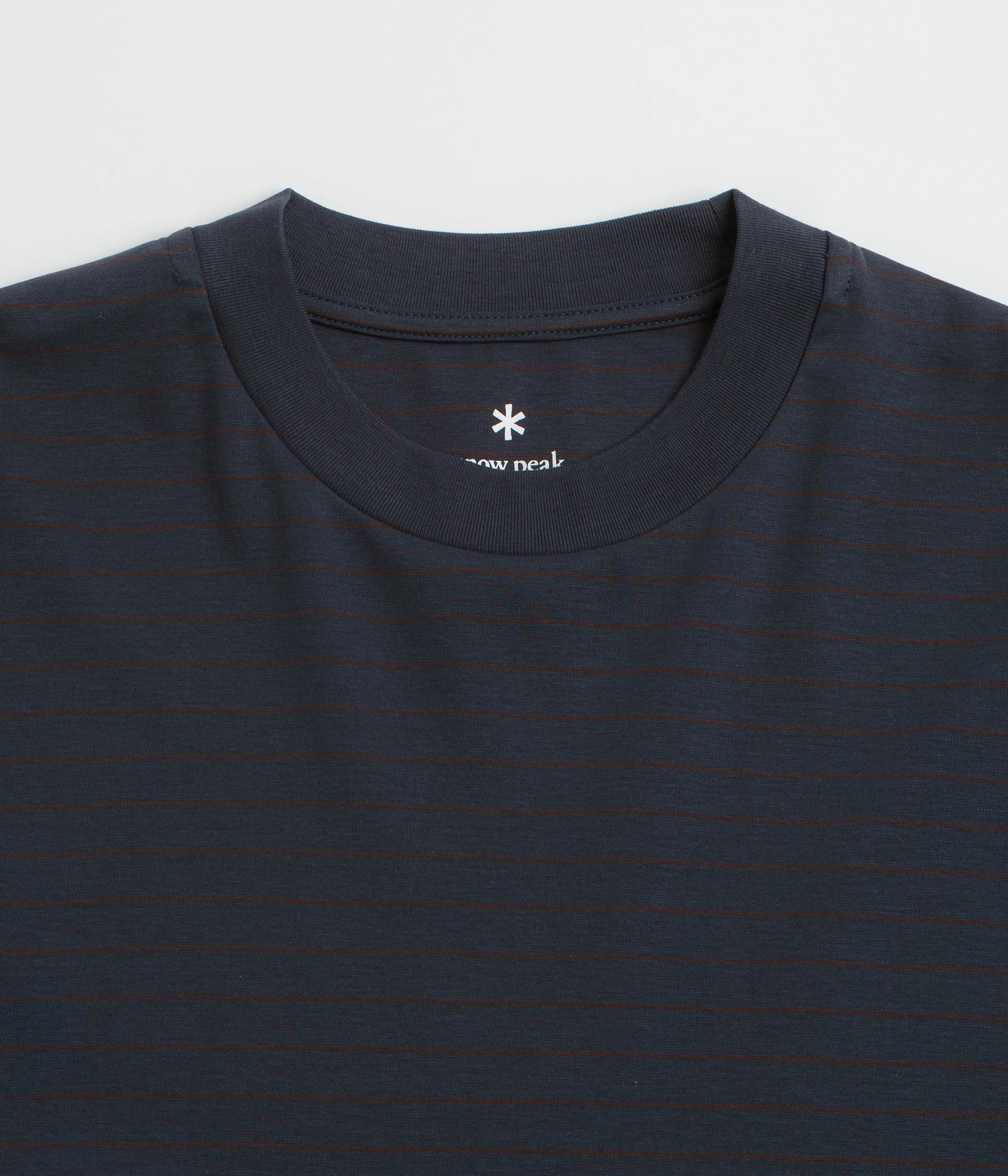 Snow Peak Organic Cotton Mercerized Long Sleeve T-Shirt - Blue Border Flexible Fit