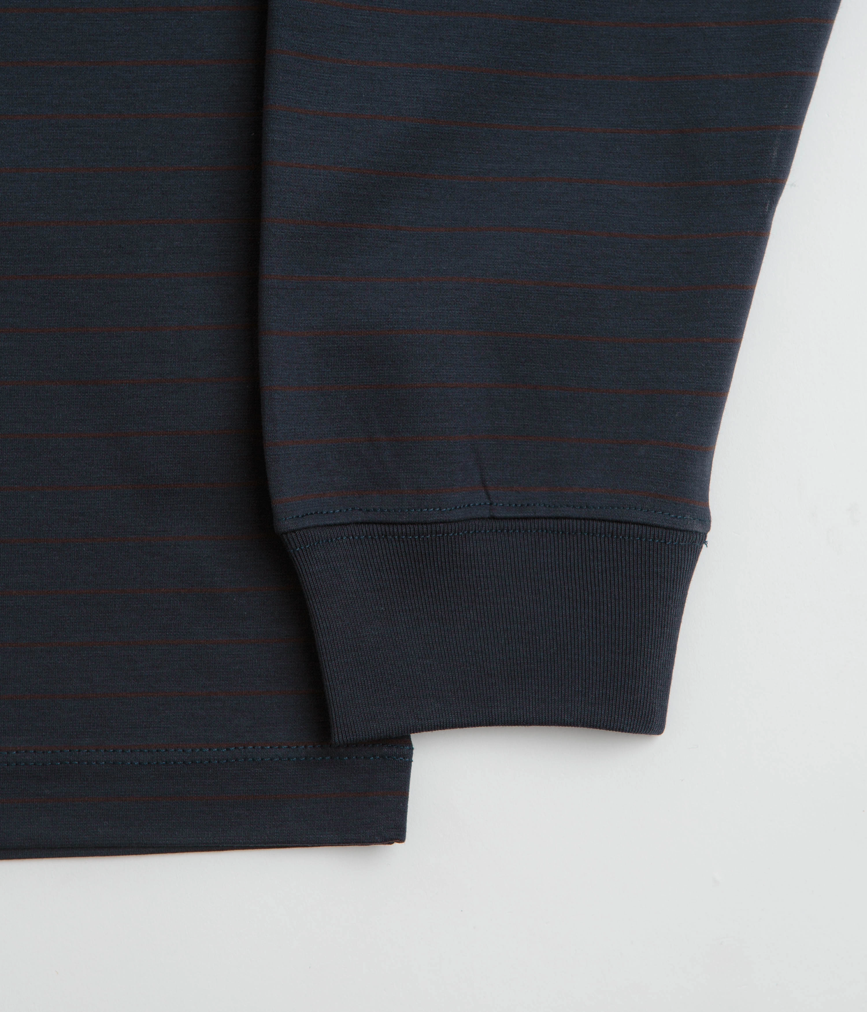 Snow Peak Organic Cotton Mercerized Long Sleeve T-Shirt - Blue Border Relaxed Look Trendy Tops