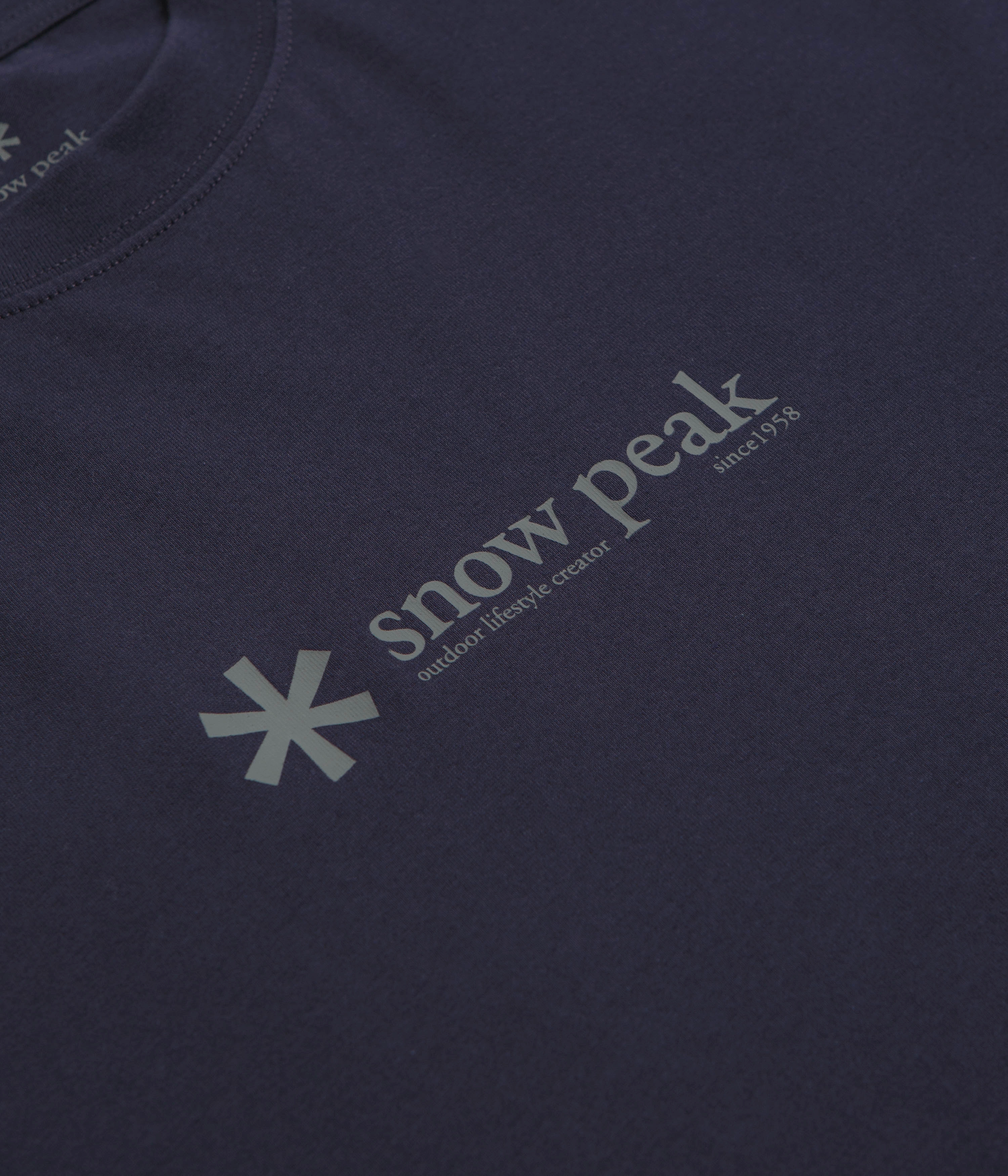Snow Peak Soft Cotton Logo T-Shirt - Navy Easy Look Fade Resistant Print