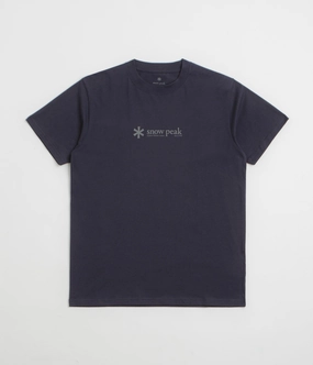 Trendy Layering Snow Peak Soft Cotton Logo T-Shirt - Navy