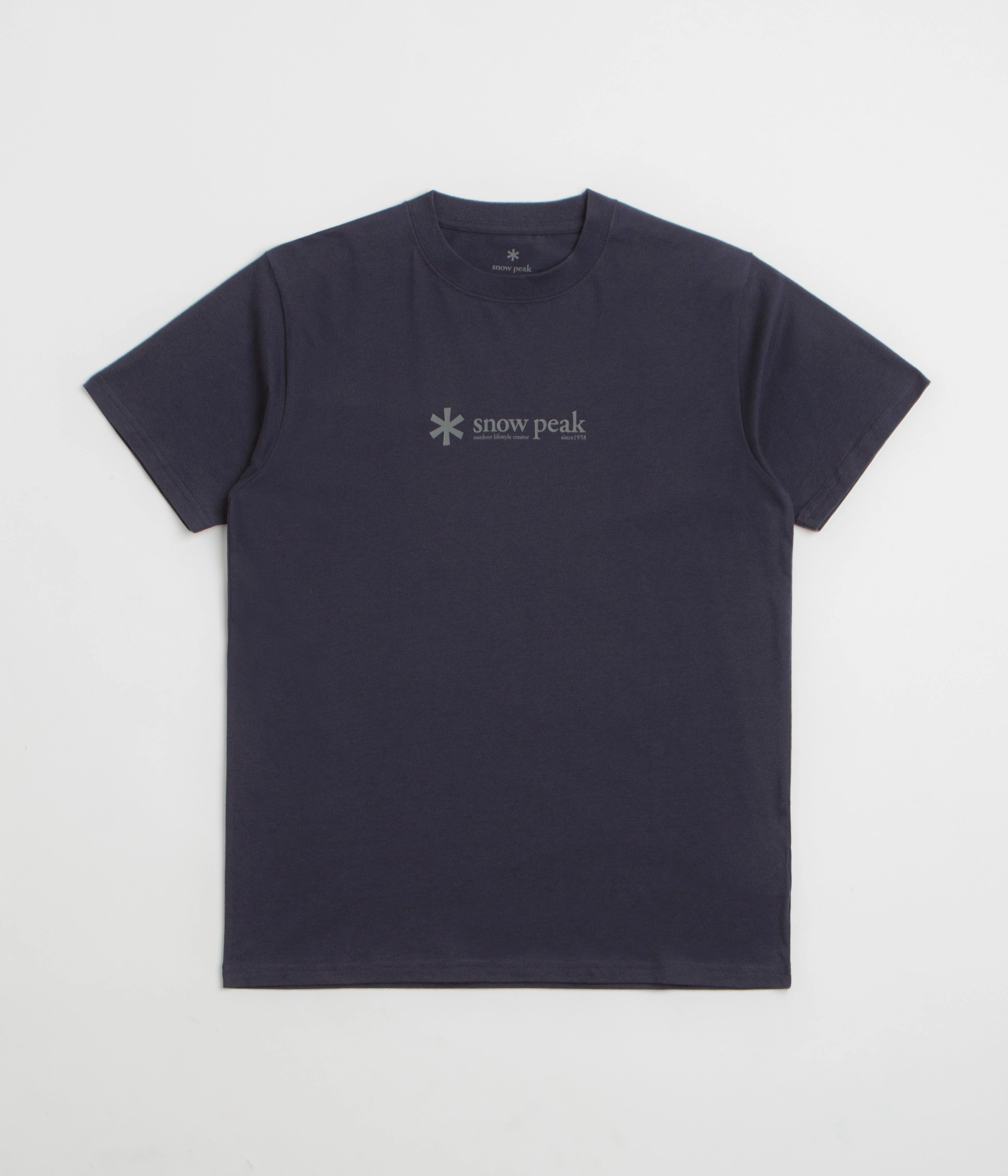 Trendy Layering Snow Peak Soft Cotton Logo T-Shirt - Navy