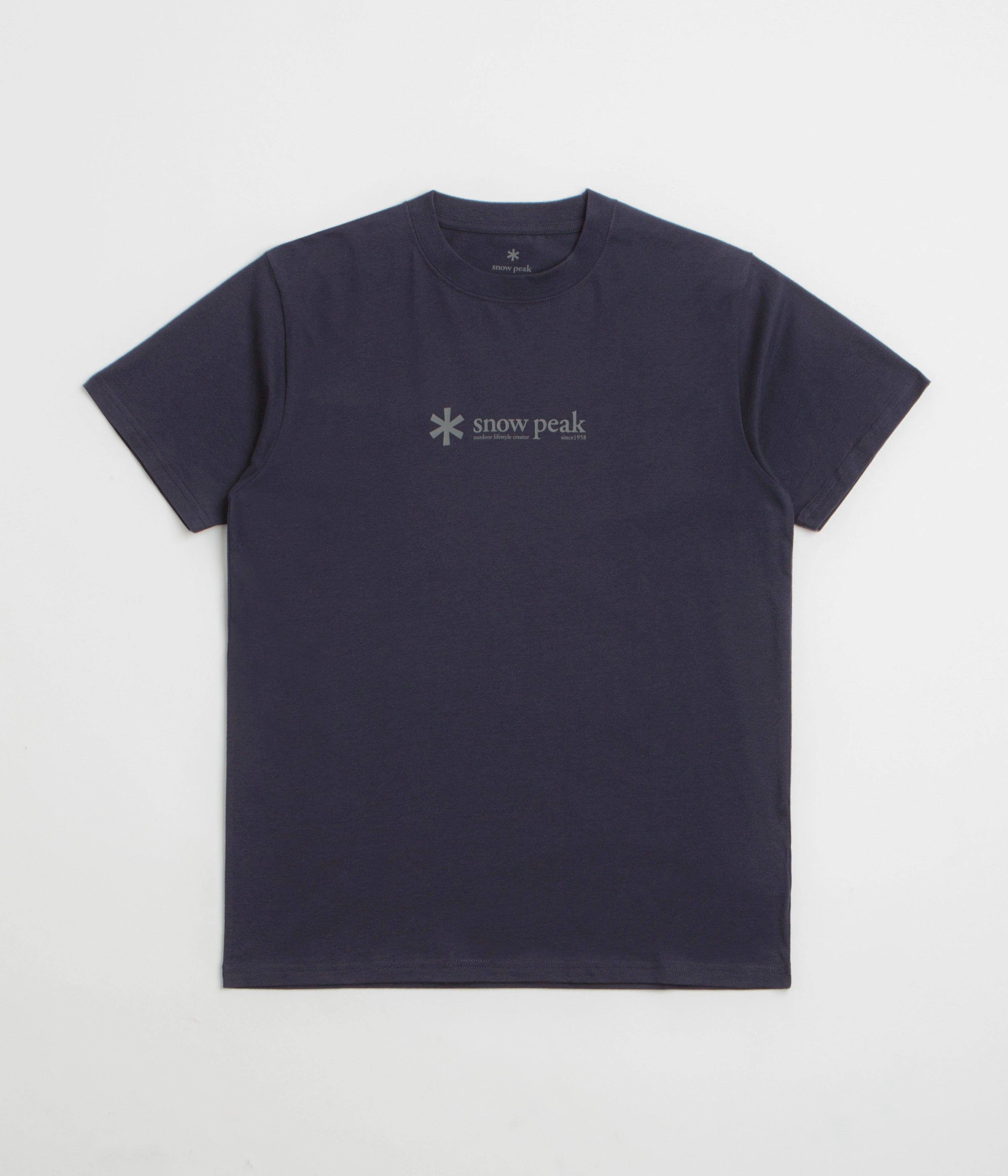 Snow Peak Soft Cotton Logo T-Shirt - Navy Breathable apparel Water Based Ink