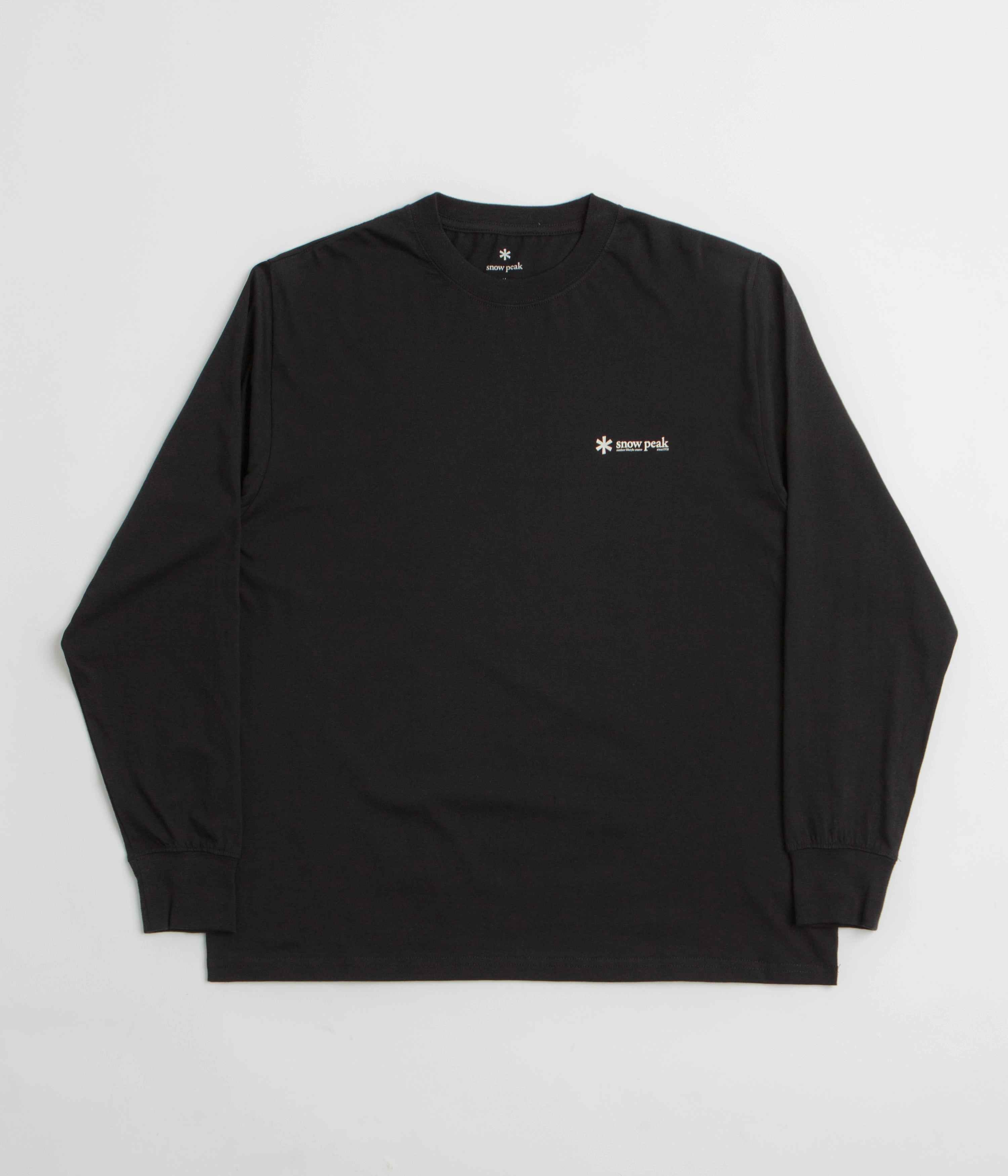 Snow Peak Soft Cotton Relaxed Logo Long Sleeve T-Shirt - Black Street Trendy Weekend Comfort Style