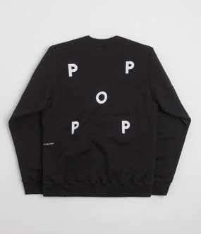 winter warmth Pop Trading Company Logo Crewneck Sweatshirt - Black / White