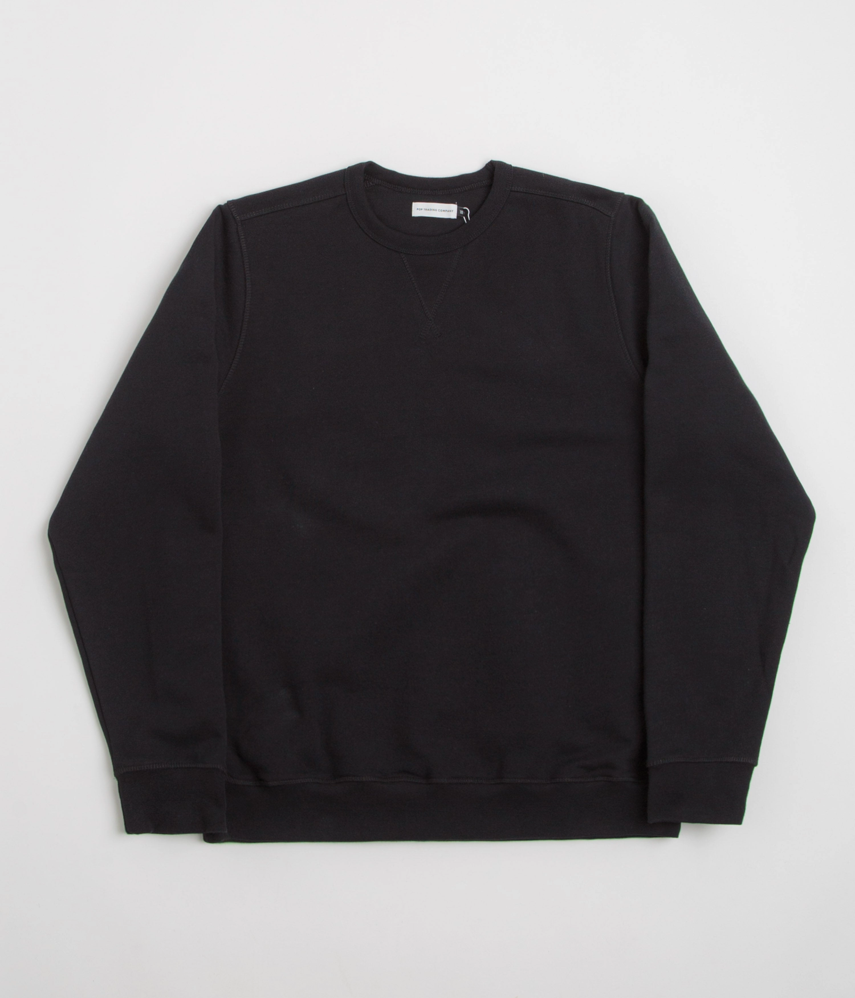 Pop Trading Company Logo Crewneck Sweatshirt - Black / White Luxury Knit