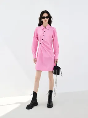 Effortless Look loose silhouette Slanted Placket Shirt Dress