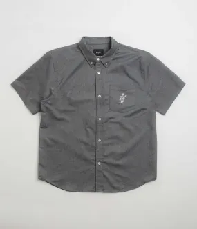 HUF Icarus Short Sleeve Oxford Shirt - Washed Black Solid Hue Premium Feel