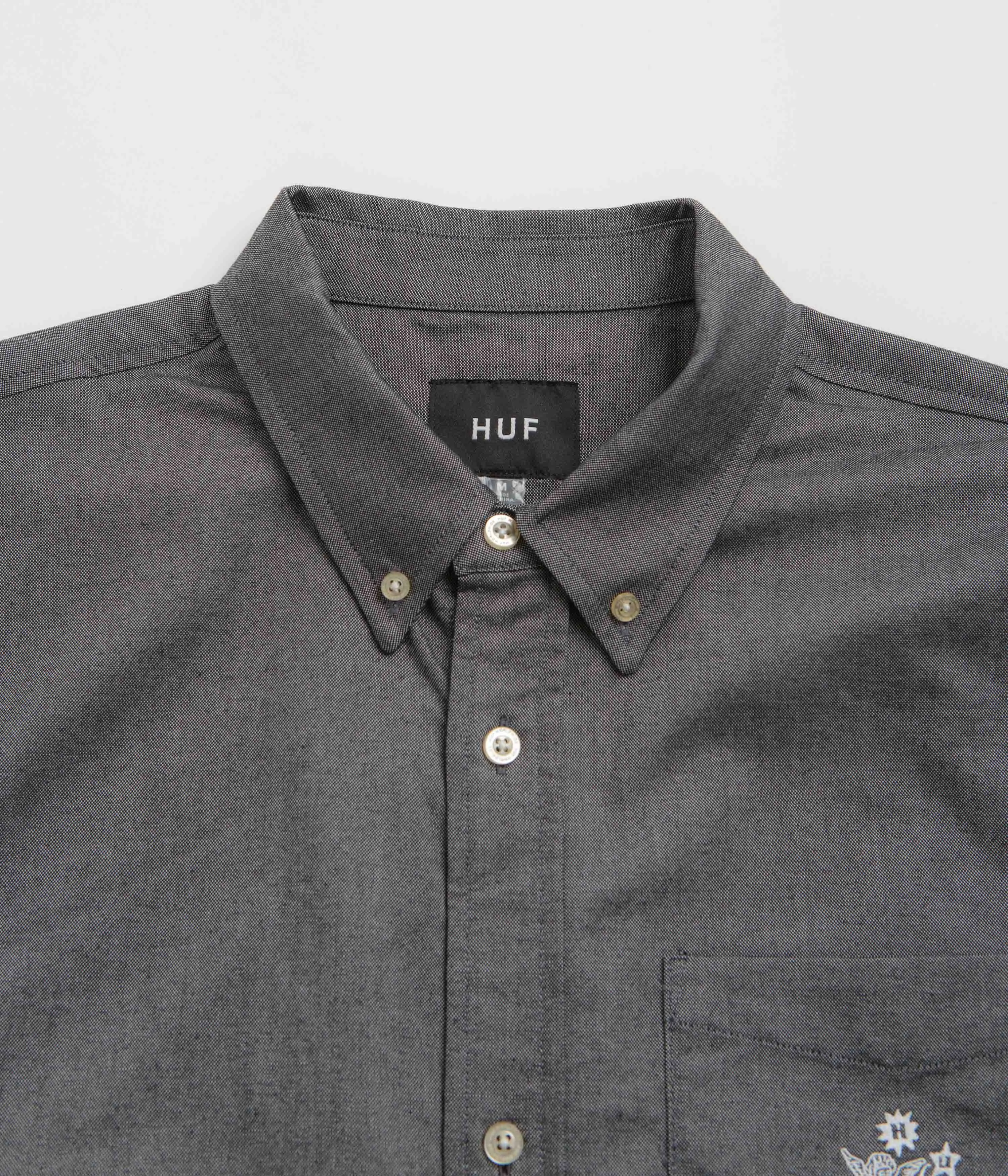 HUF Icarus Short Sleeve Oxford Shirt - Washed Black Business casual