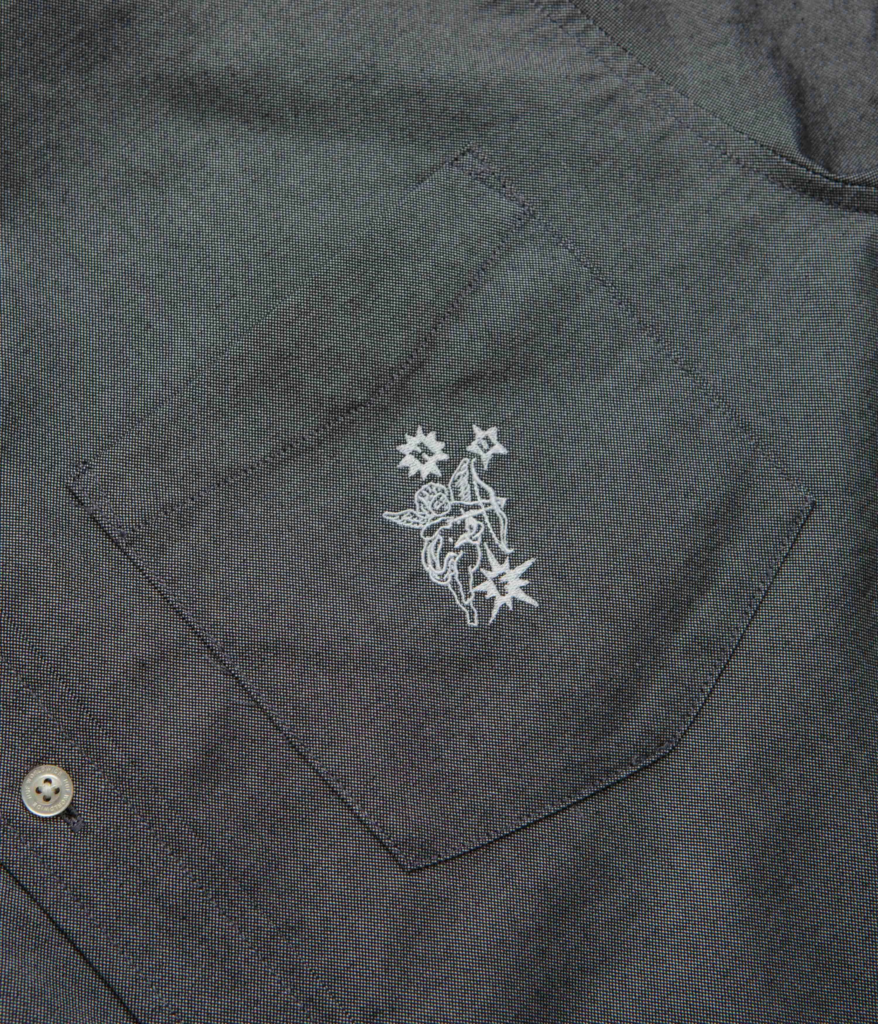 High Density Weave Roll-Up Sleeve HUF Icarus Short Sleeve Oxford Shirt - Washed Black