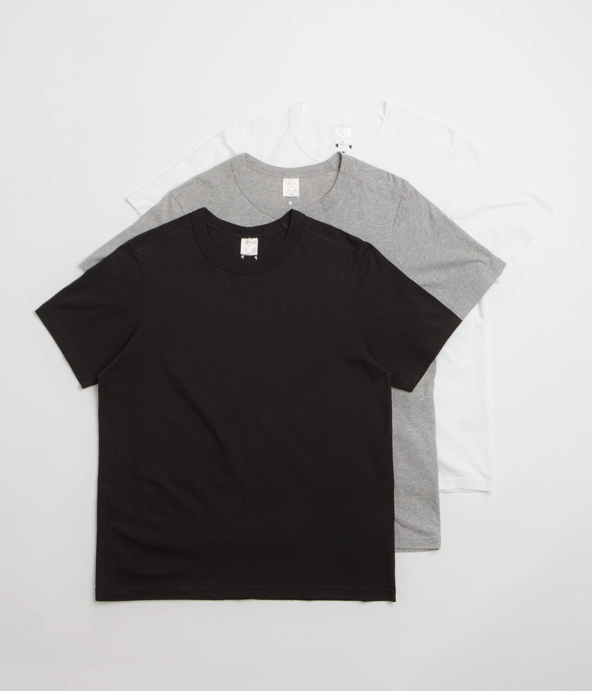 Pop Trading Company Short Sleeve Undershirt (3 Pack) - White / Black / Grey Heathered Texture suitable for all genders