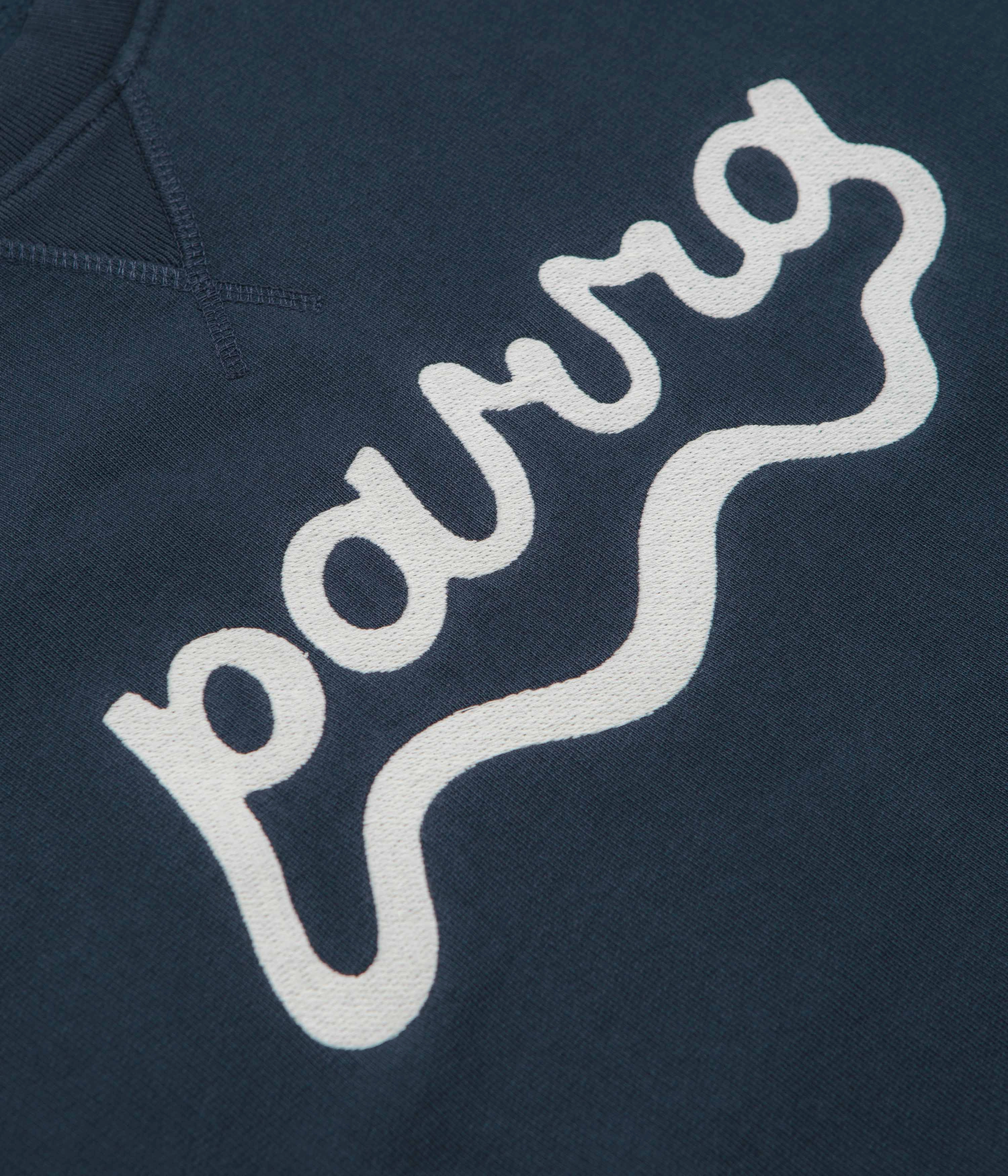 Chilly Weather Wear Essential Wardrobe by Parra Water Wave Logo Crewneck Sweatshirt - Navy Blue