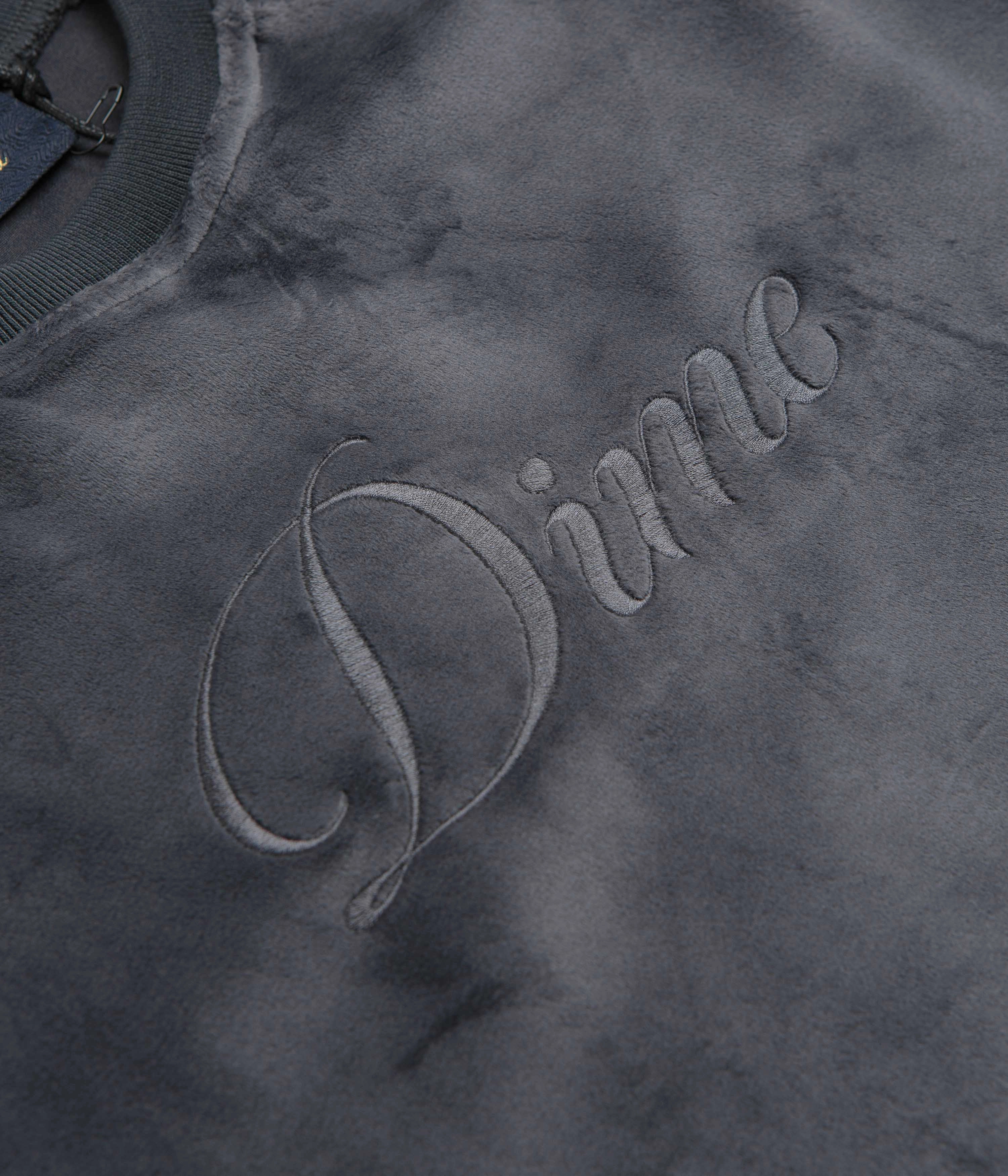 Dime Cursive Velvet Crewneck Sweatshirt - Smoke Winter Knitwear