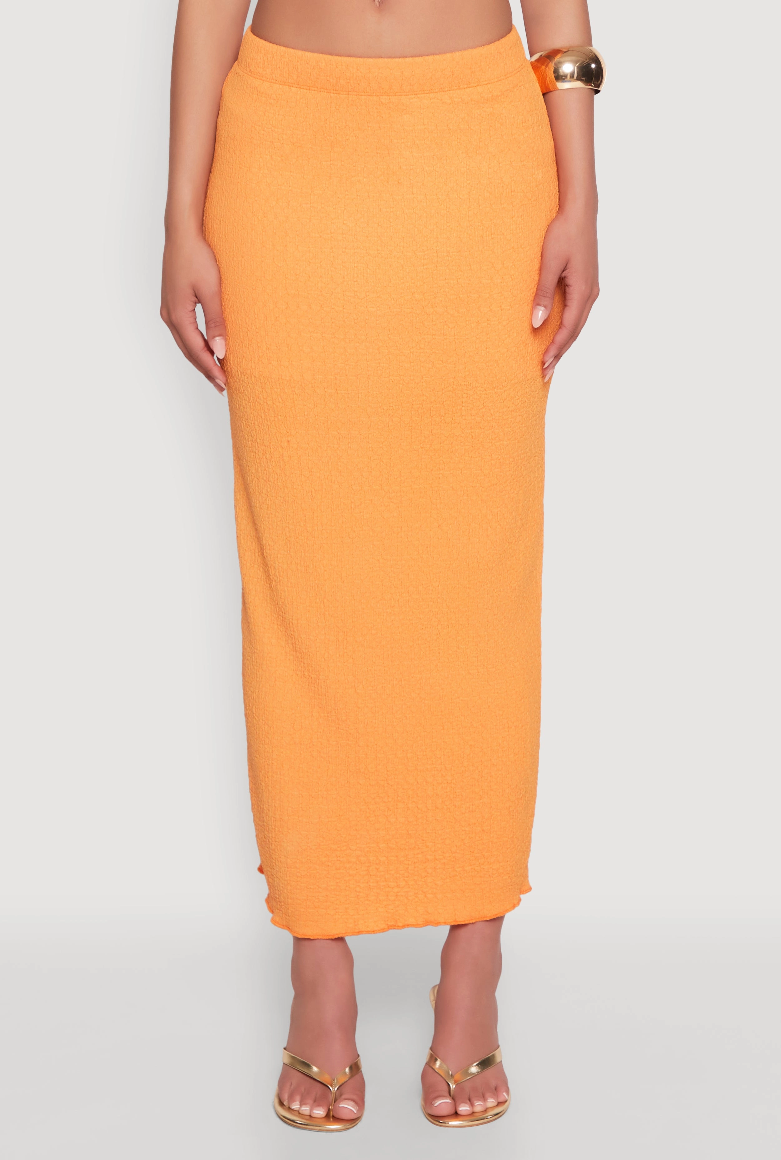 Lettuce Edge Textured Knit Skirt Balanced Outfit