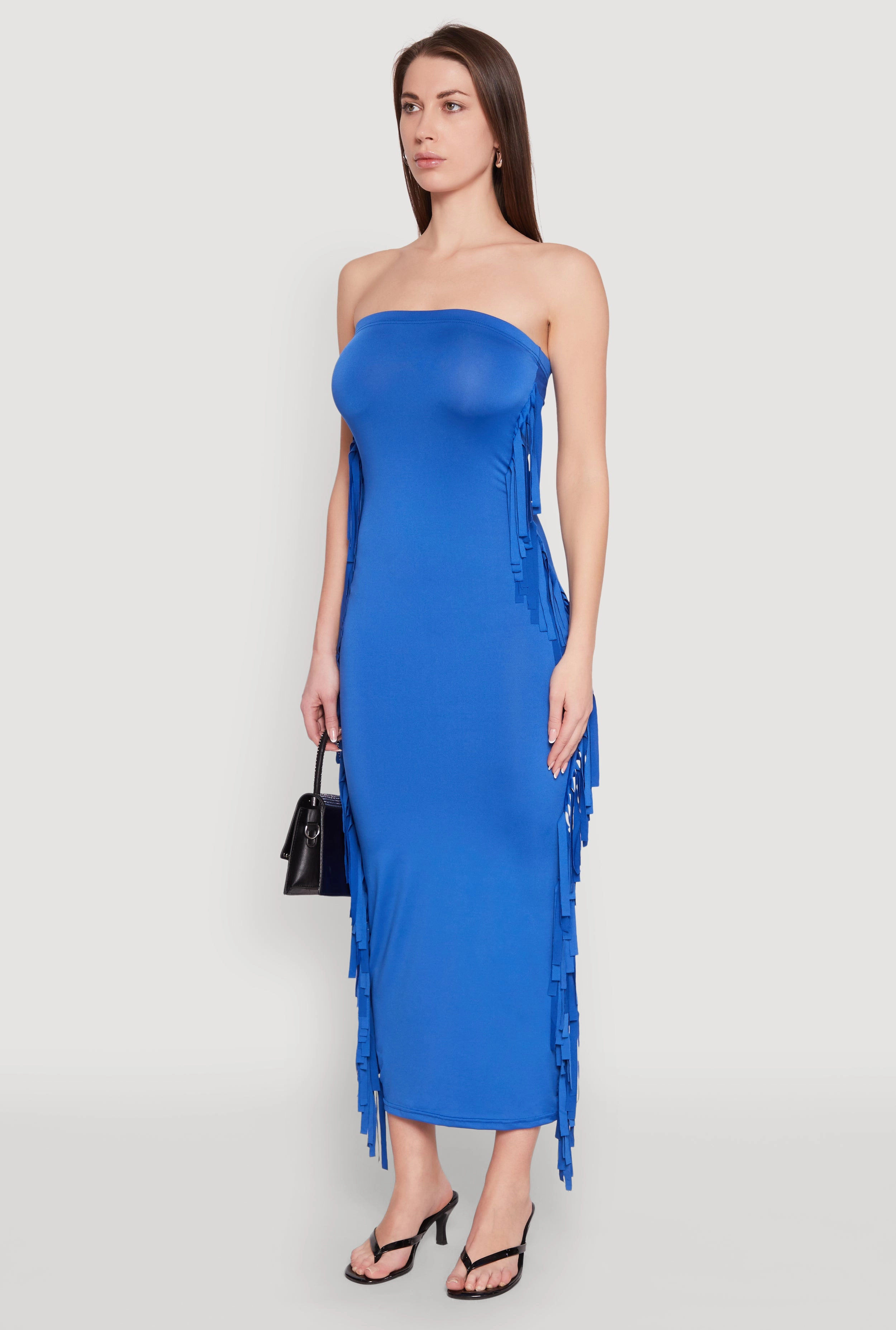 Layering Fit Side Fringe Maxi Tube Dress