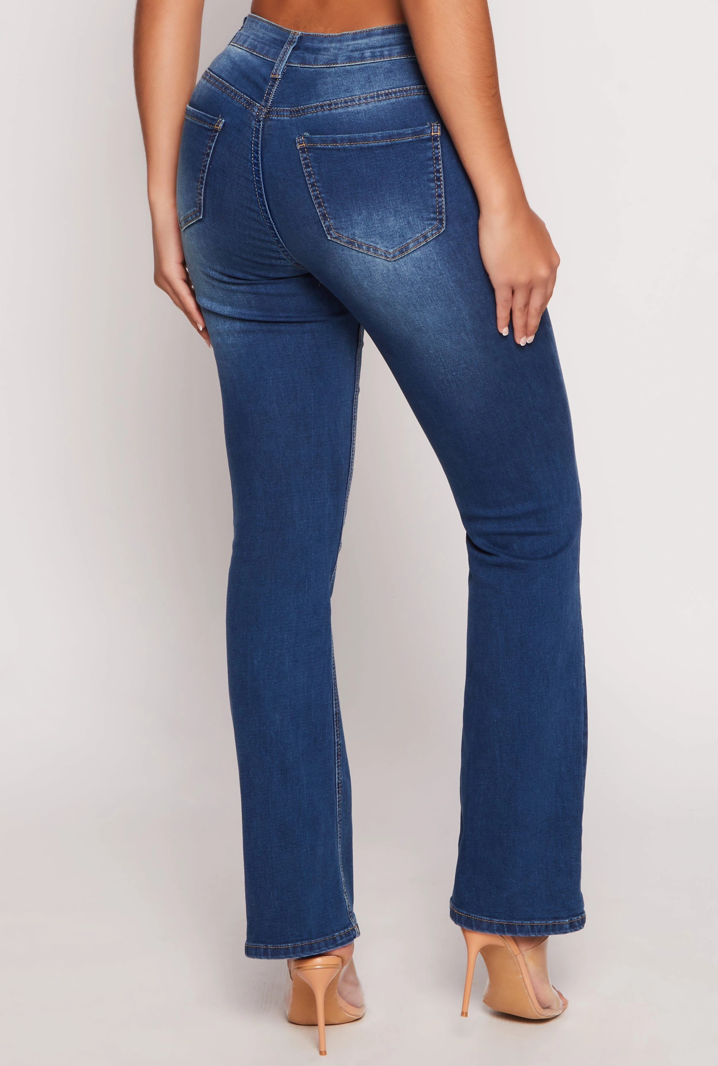 WAX Acid Wash High Waisted Boot Cut Jeans Essential Wear Daily Clothing